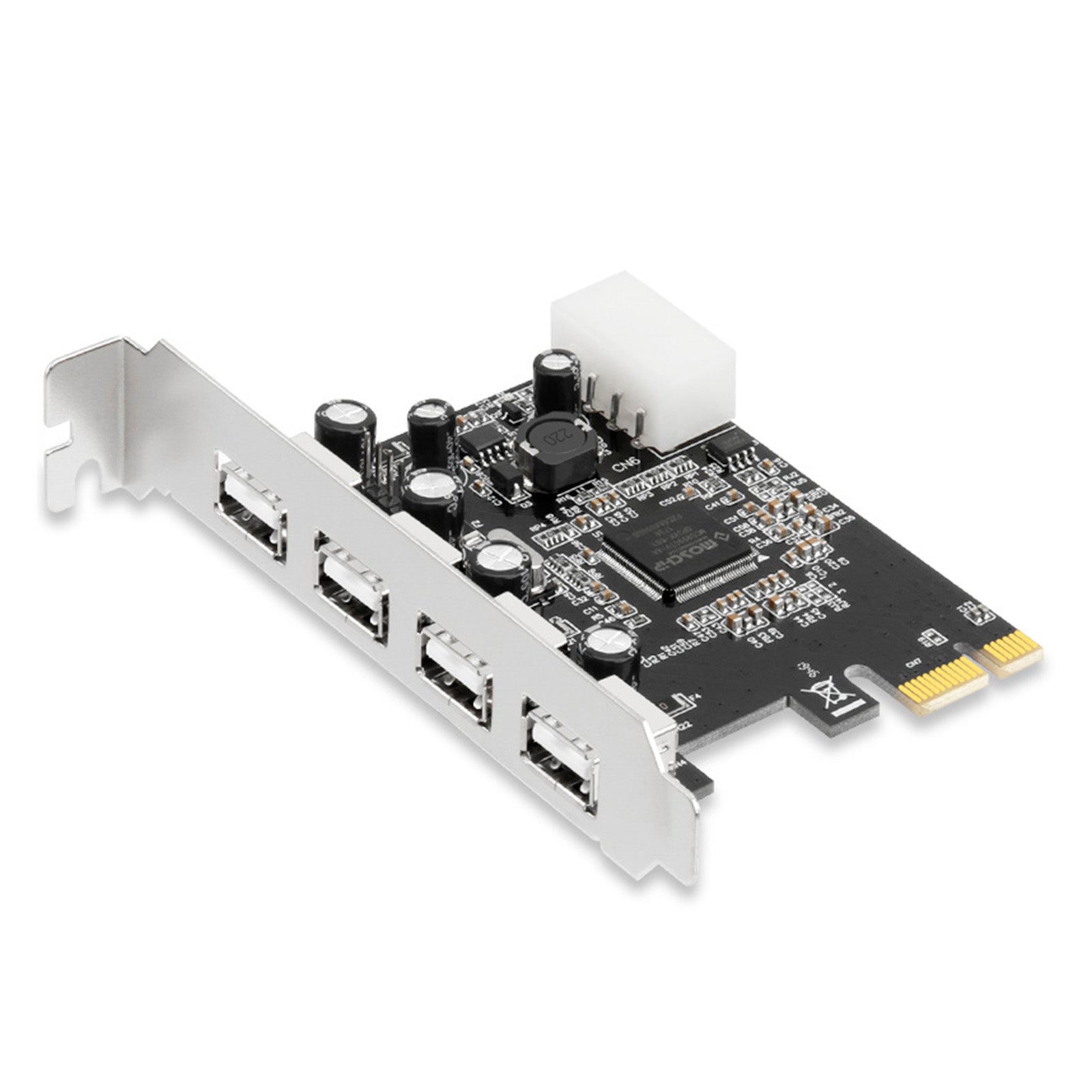 Hub 2.0 PCIe til USB 2.0 Expansion Card Moschip Adapter Card 4pin strømforsyning