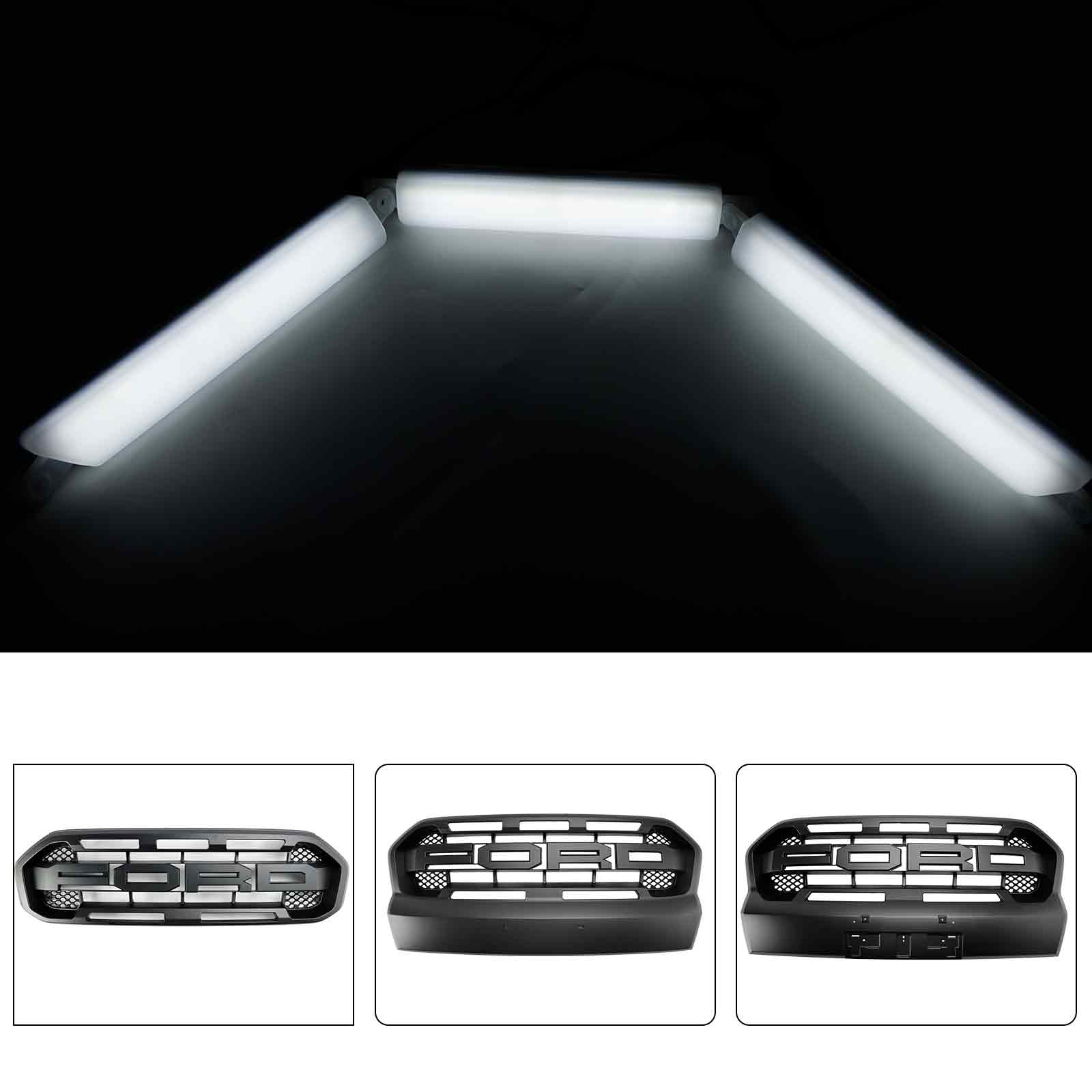 Grille de pare-chocs avant modèle Ford Ranger Limited ou XL/XLT 2019-2023, lumière LED blanche