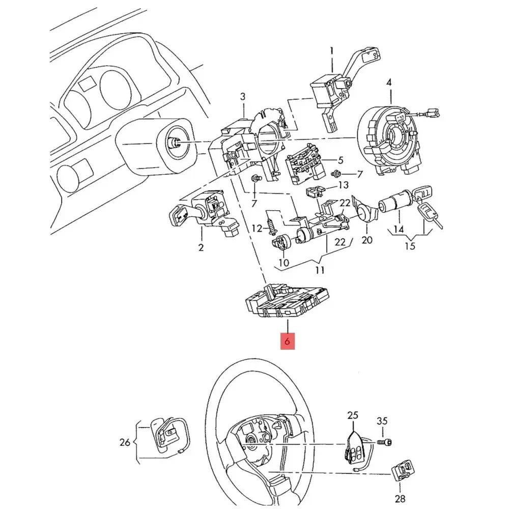 2009-2011 VW Caddy Steering Wheel Module Multifunction Cruise Control 1K0953549CH