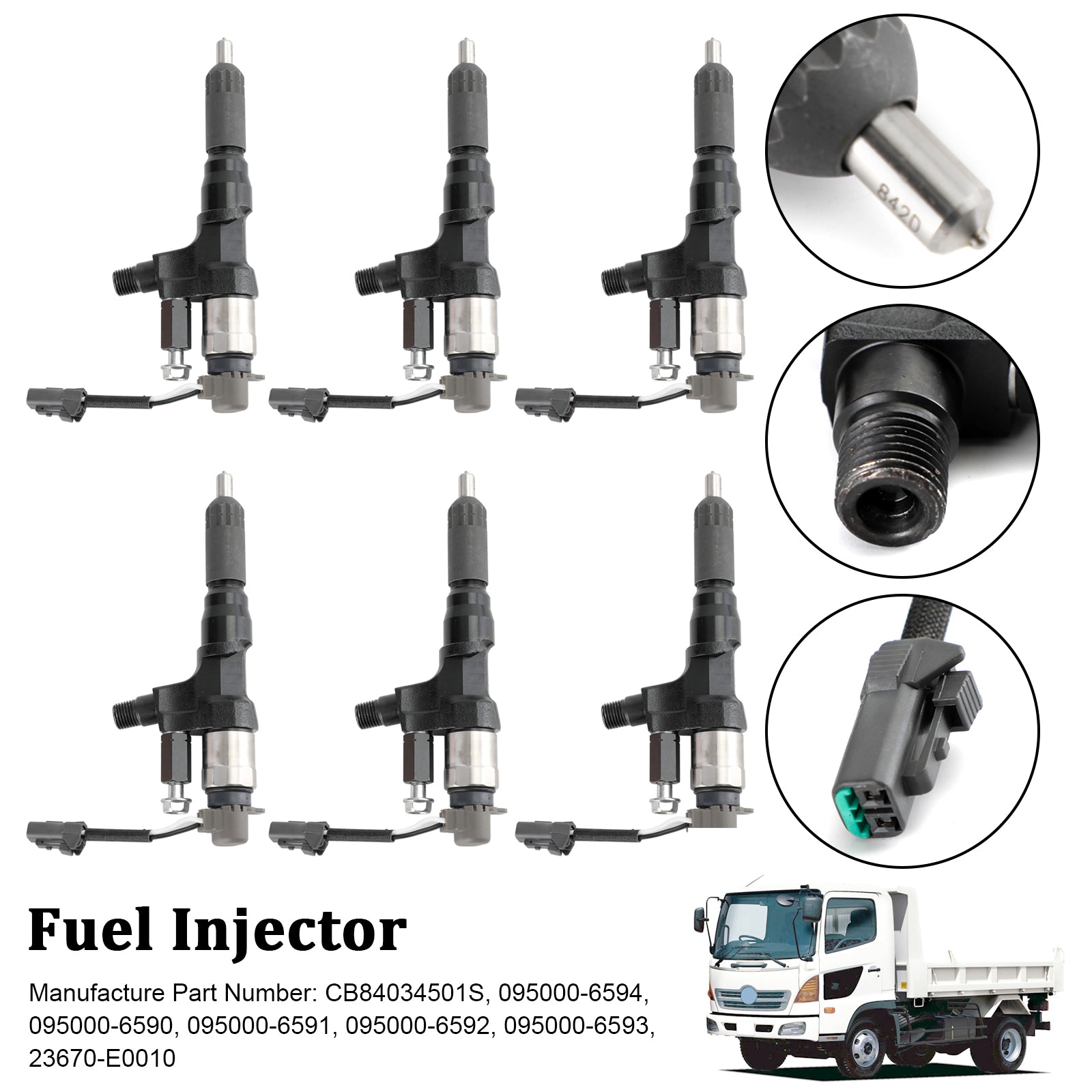 Injecteurs de carburant 095000 – 6593, adaptés à Hino J08E, Kobelco SK330-8, 6 pièces