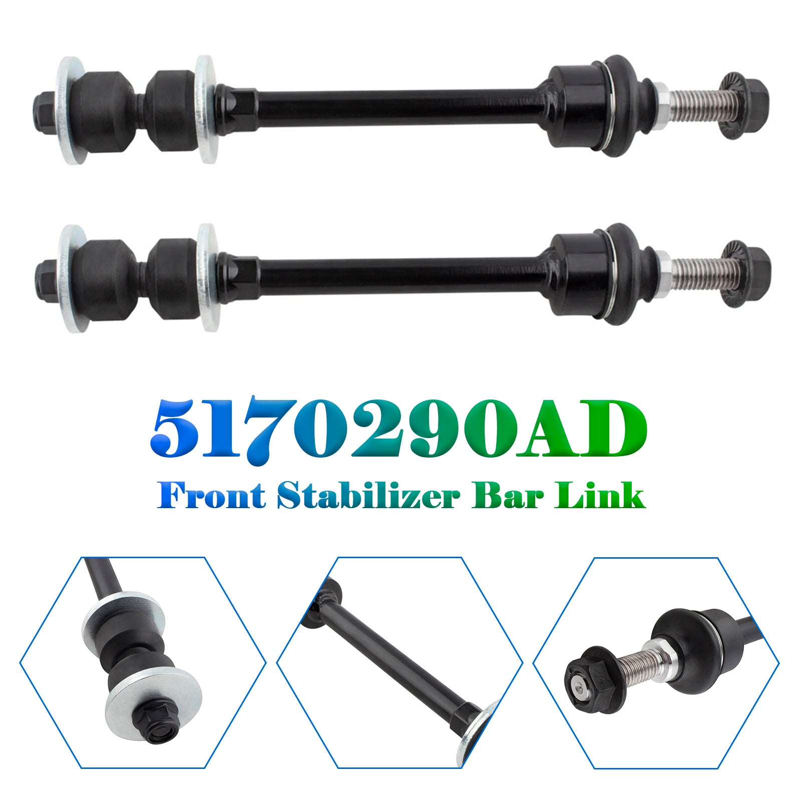 2pcs Front Stabilizer Bar Link K80894 for Dodge Ram 1500 4WD 2006-2018 5170290AD