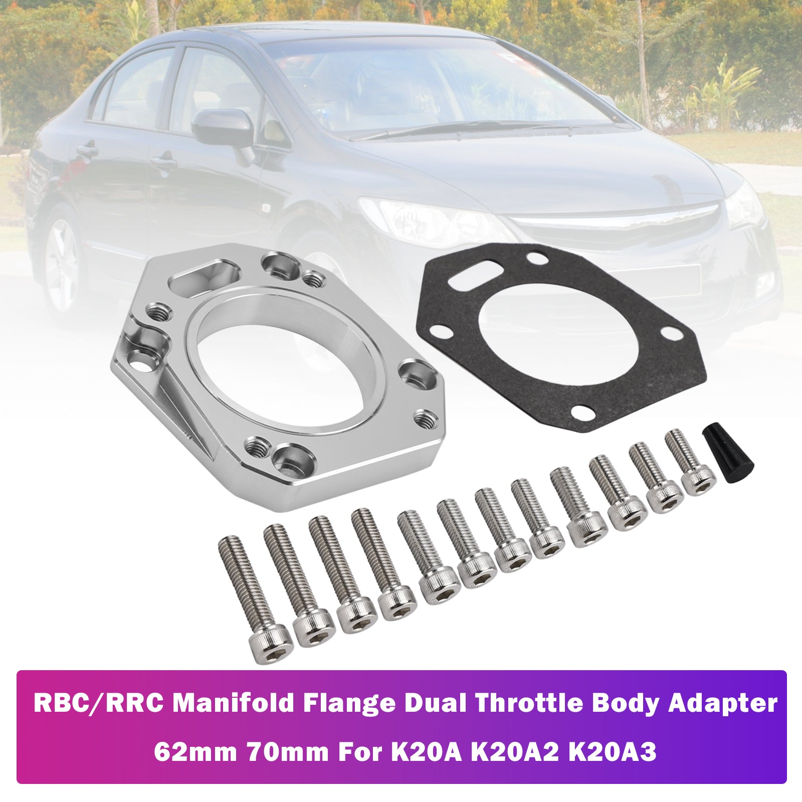 RBC/RRC Manifold Flange Dual Throttle Body Adapter 62mm 70mm For K20A K20A2 K20A3