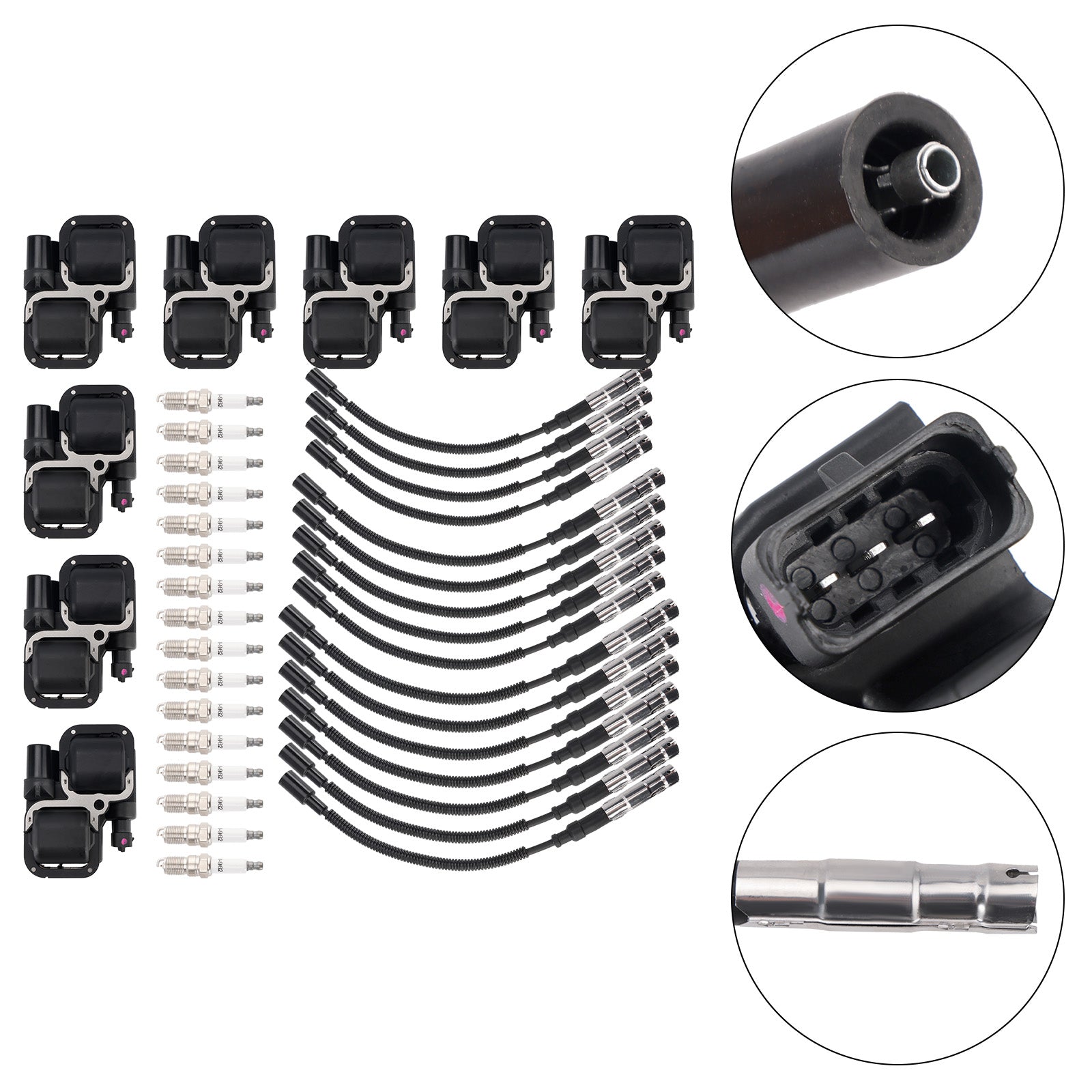 8x bobina de ignição +plugue 16xspark +16x conjunto de fios UF359 para Mercedes-Benz C Clk CLK ML Classe