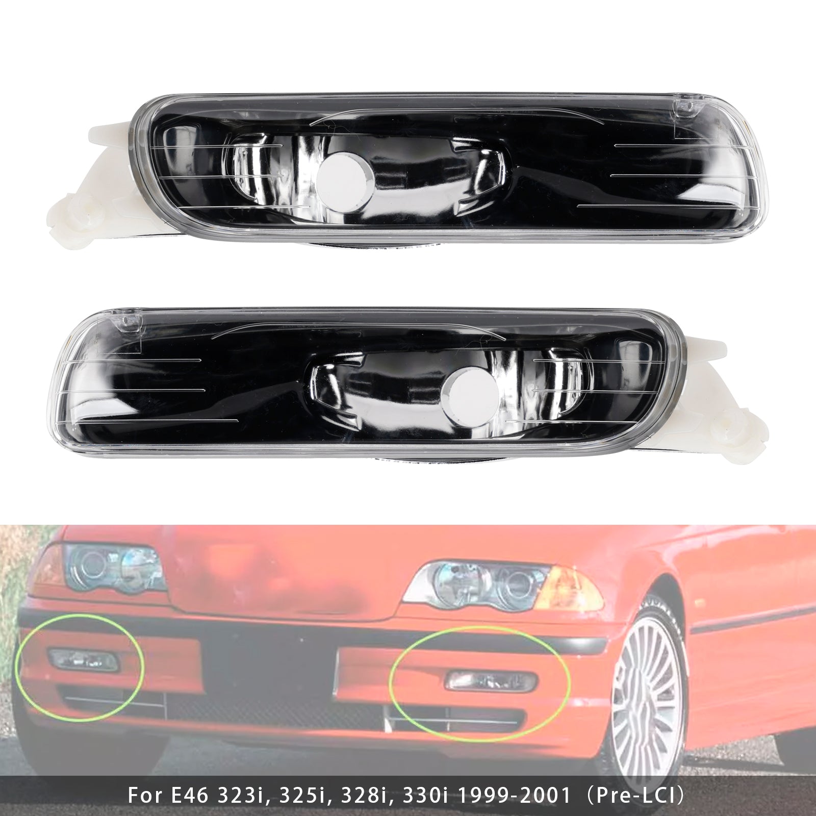 Paar voorbumper mistlamp zonder lampen voor E46 323i 325i 1998-2001 (Pre-LCI)