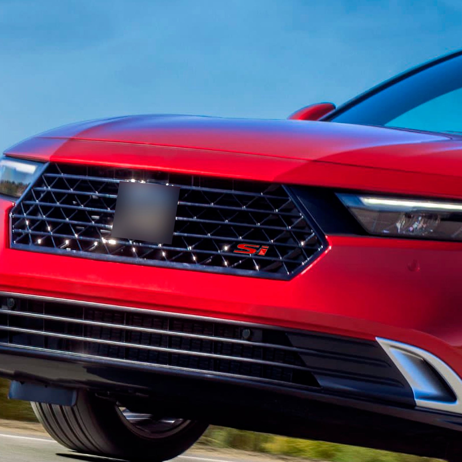 Si Front Grille Emblem Decal Badge for Honda red-black