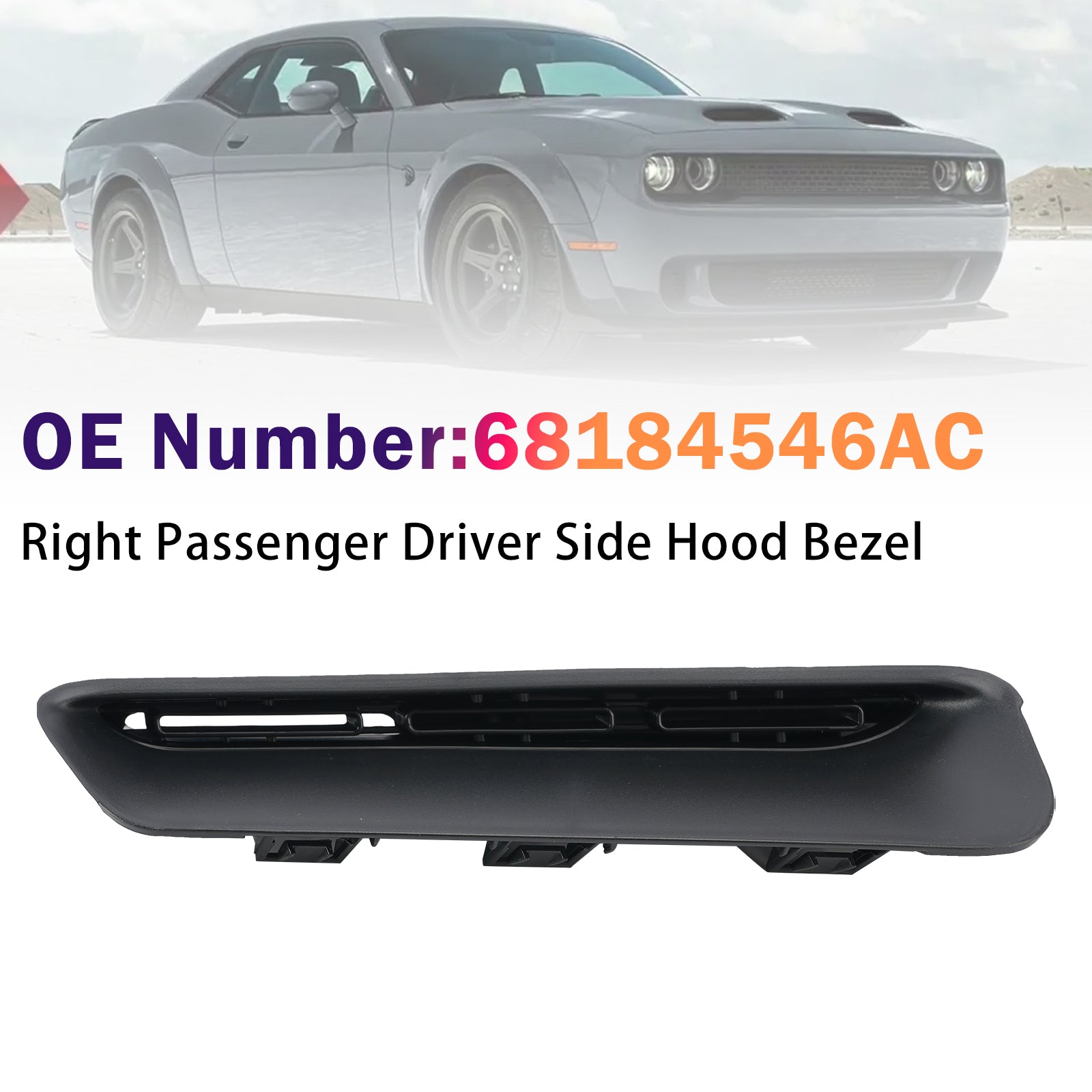 Right Passenger Side Hood Bezel 68184546AC For Dodge Challenger 2015-2023