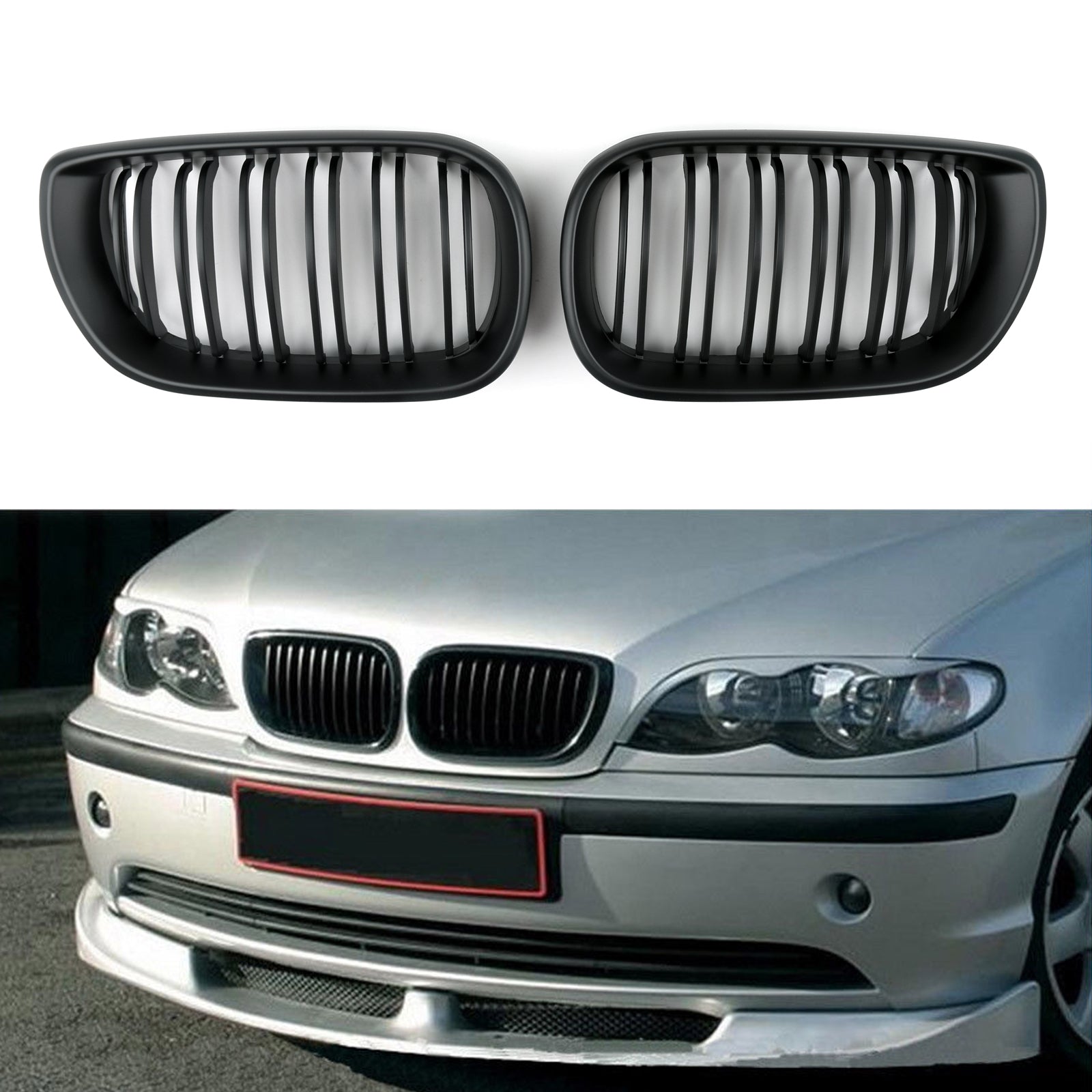 2002-2005 BMW E46 3 Série 4 Porte avant Capuche de rein grille grill mat noir