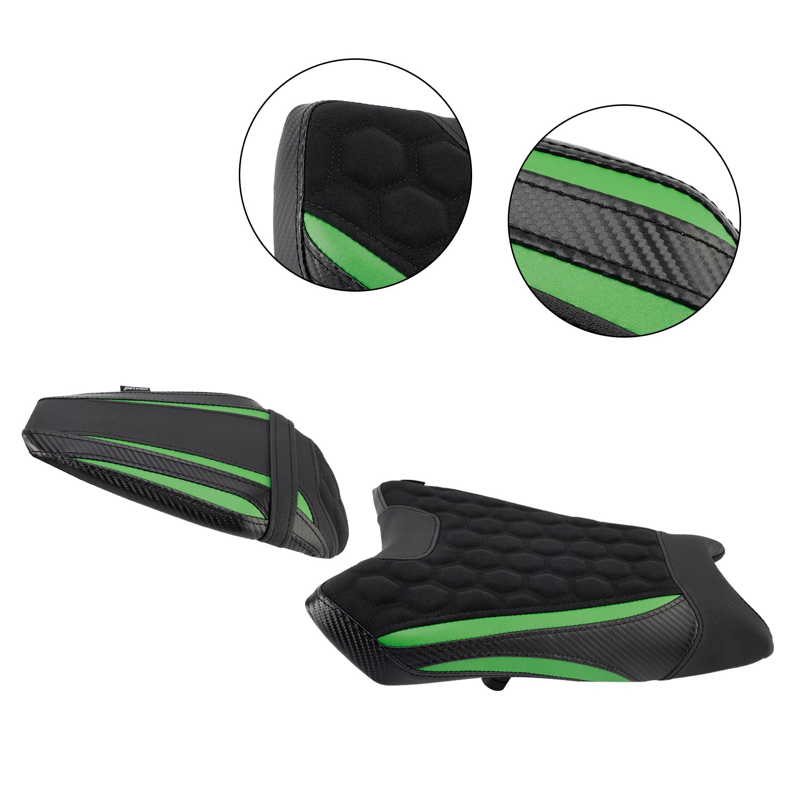 Driver&Passenger Seat Kit Rear Cushion Green For Kawasaki Zx-6R Zx 6R 19-25