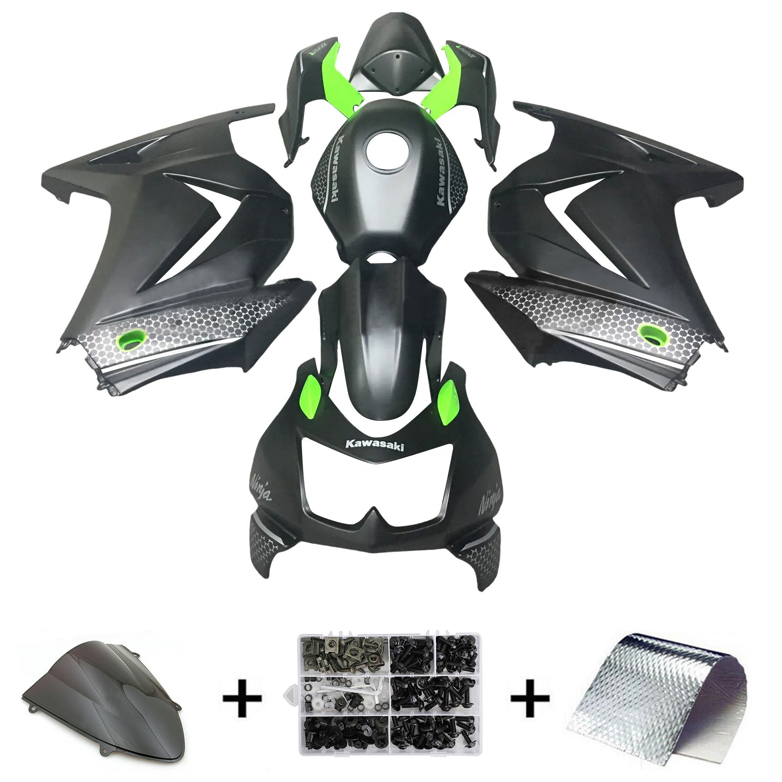 Kit de carénage d'injection Kawasaki EX250 Ninja250R 2008-2012, carrosserie en plastique ABS