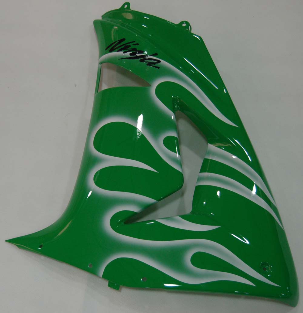 2006-2007 Kawasaki ZX 10R Carénages de course flamme verte et blanche générique