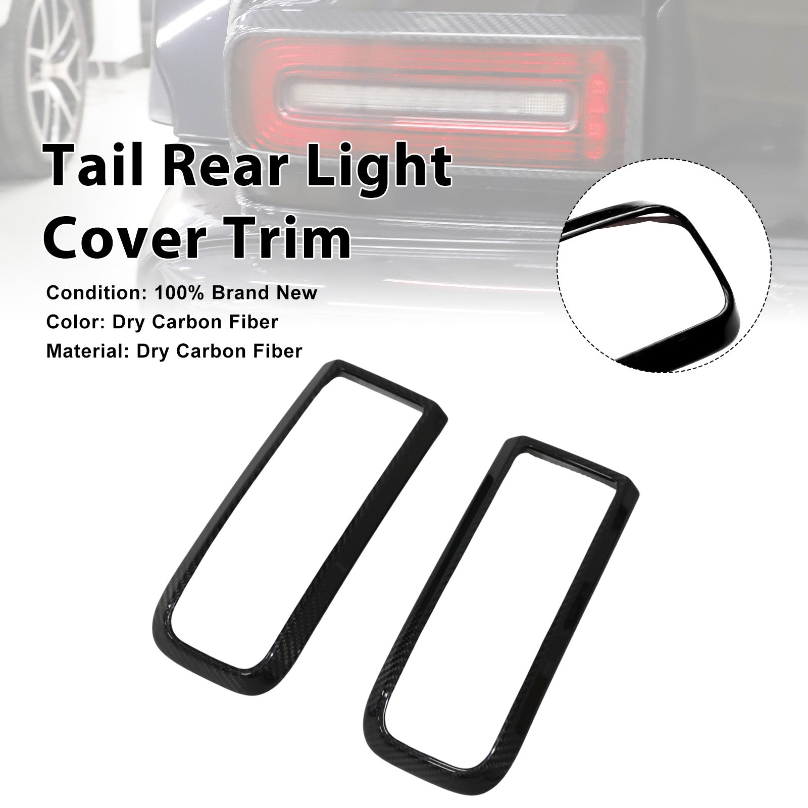Carbon Fiber Tail Rear Light Cover Trim Fit Benz W464 W465 G550 2019-2026
