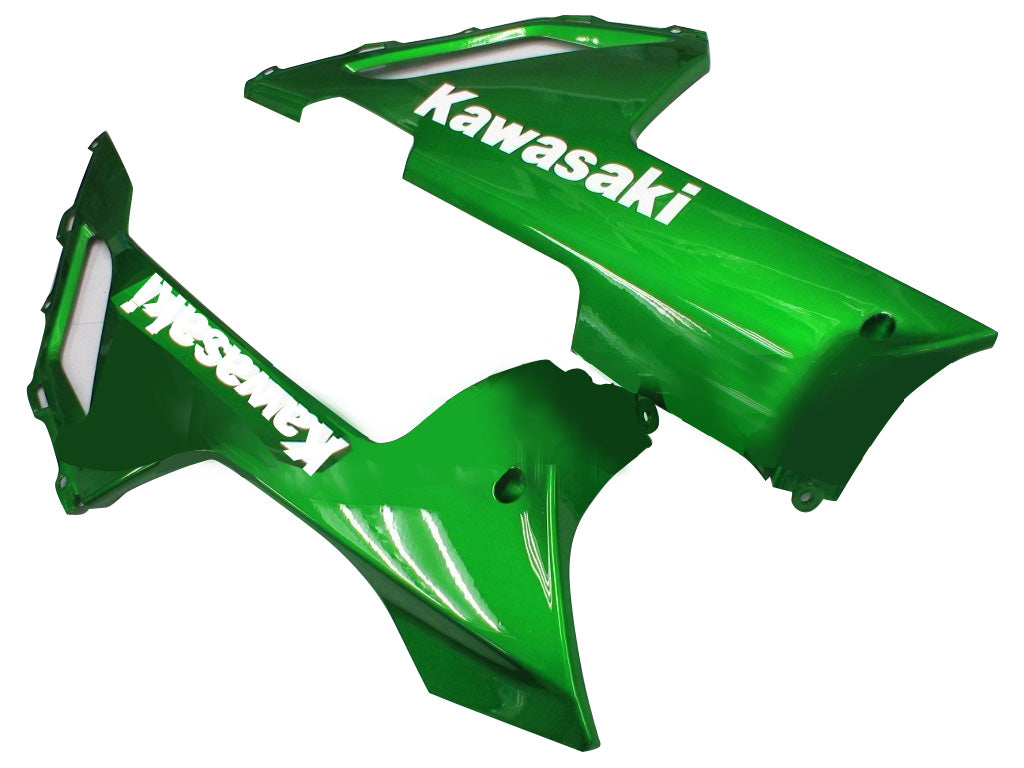 2007-2008 Kawasaki ZX6R ZX636 Fairings Black & Green Flame Ninja Racing Generic