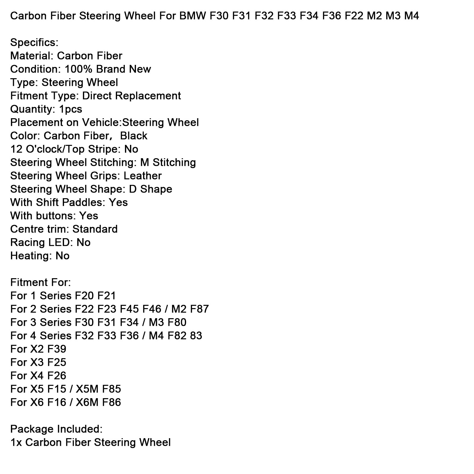 Koolstofvezel Stuurwiel Voor BMW F30 F31 F20 F33 F34 F36 F22 M2 M3 M4