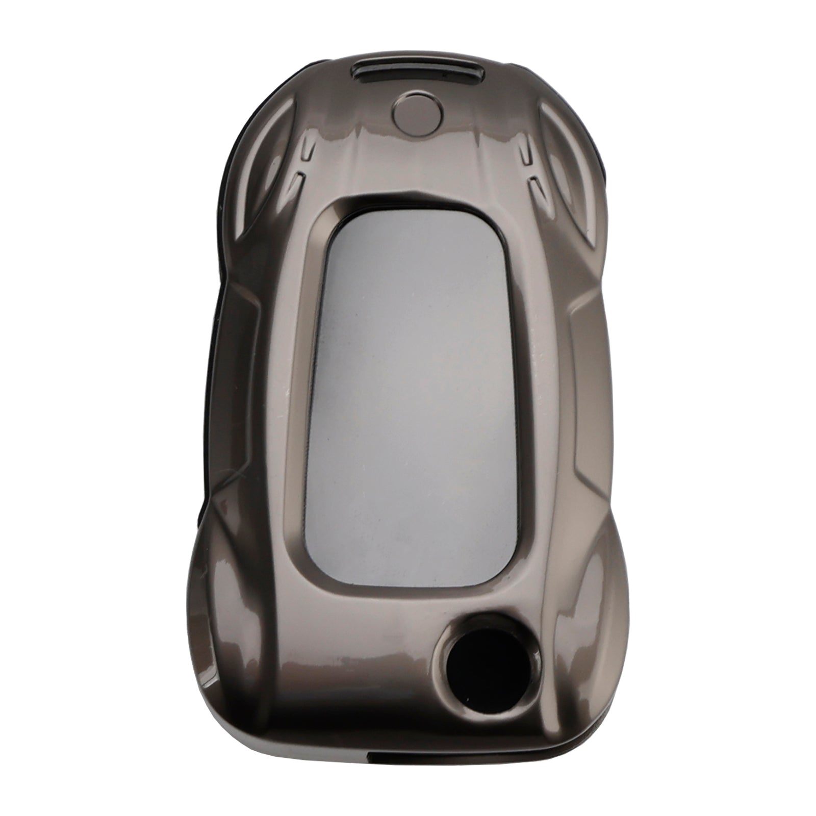 Leather Alloy Zinc Car Key Gray Case Cover For VW Polo Skoda