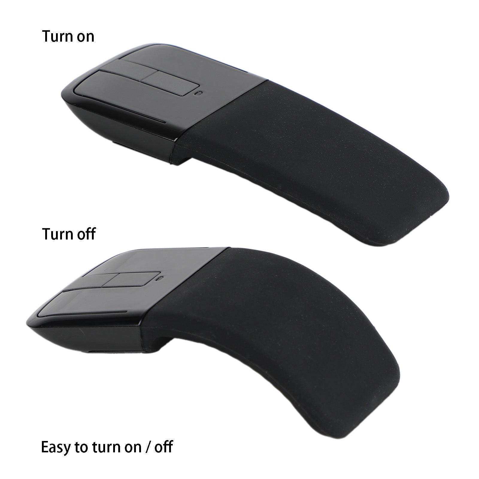 Wireless Mouse with USB Mini Folding Mouse 2.4GHz Arc Optical Touch Mice Black