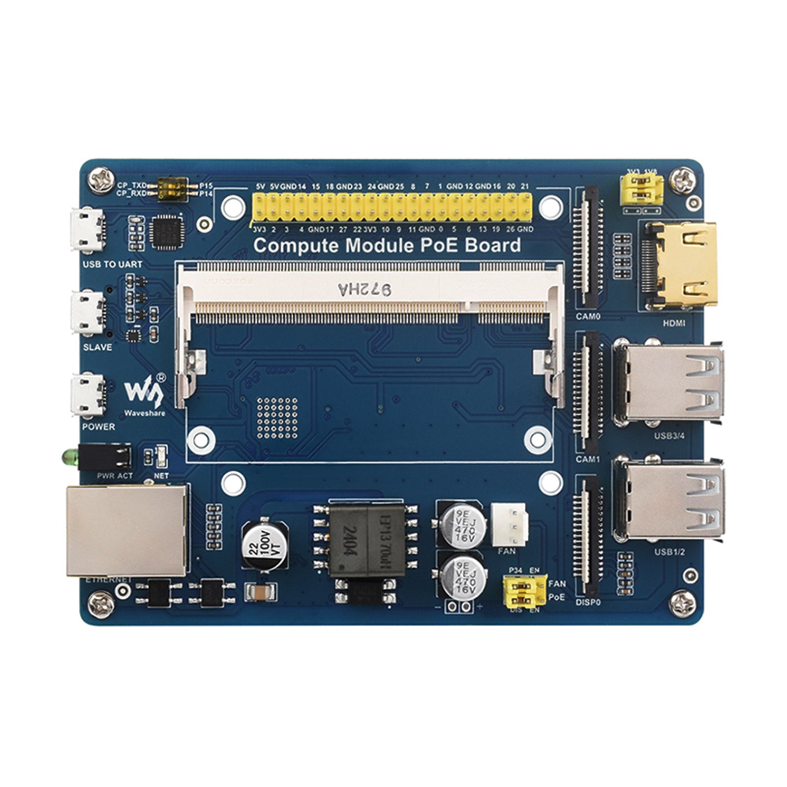 Carte d'extension de Module de calcul Raspberry Pi CM4S/CM3, plinthe, alimentation POE