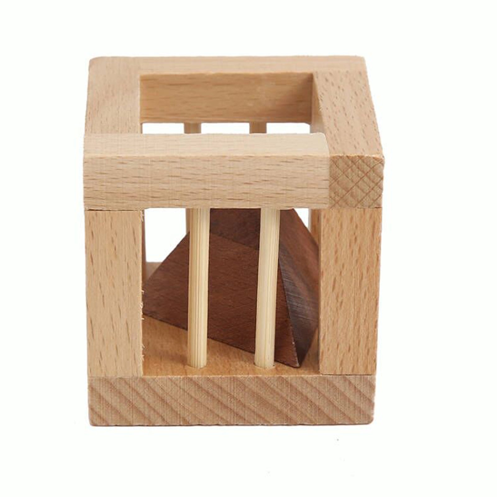 Secret Pyramid Wood Brain Teaser Intelligence Puzzle IQ Cube Trick 3D Kid Toy