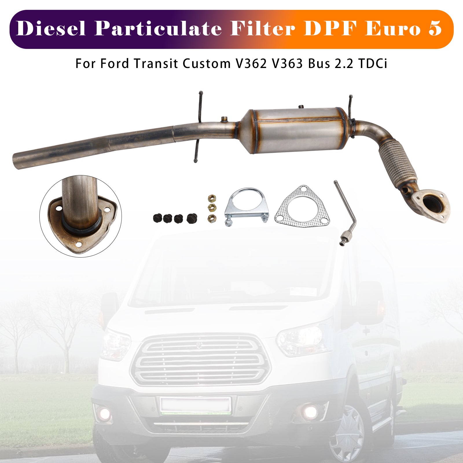 Pour 12-17 Ford Transit personnalisé V362 V363 Bus 2.2 TDCi filtre à particules Diesel DPF Euro 5 1817578