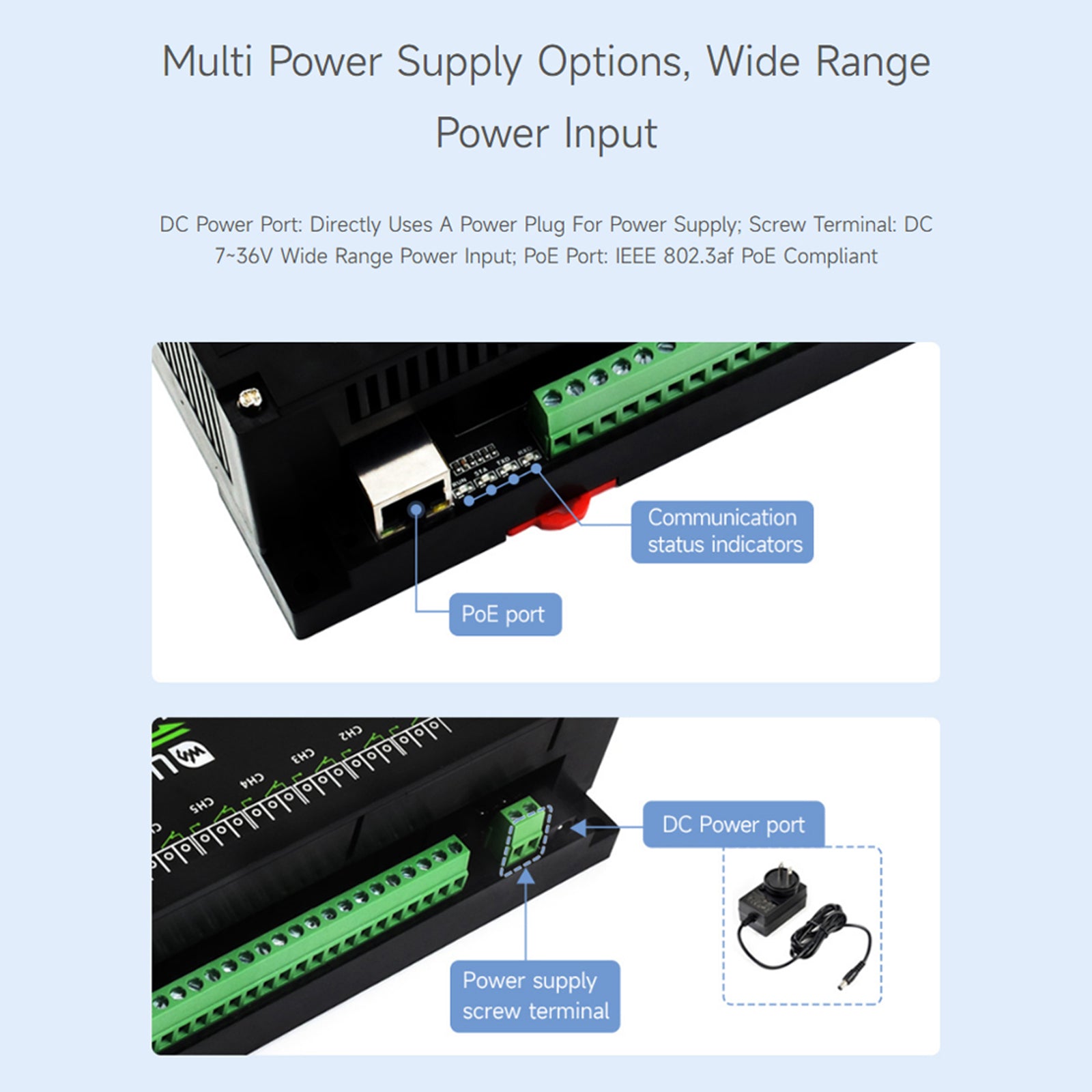 8/30-kanaals Ethernet-relaismodule Modbus TCP-protocol Poe Ethernet-communicatie