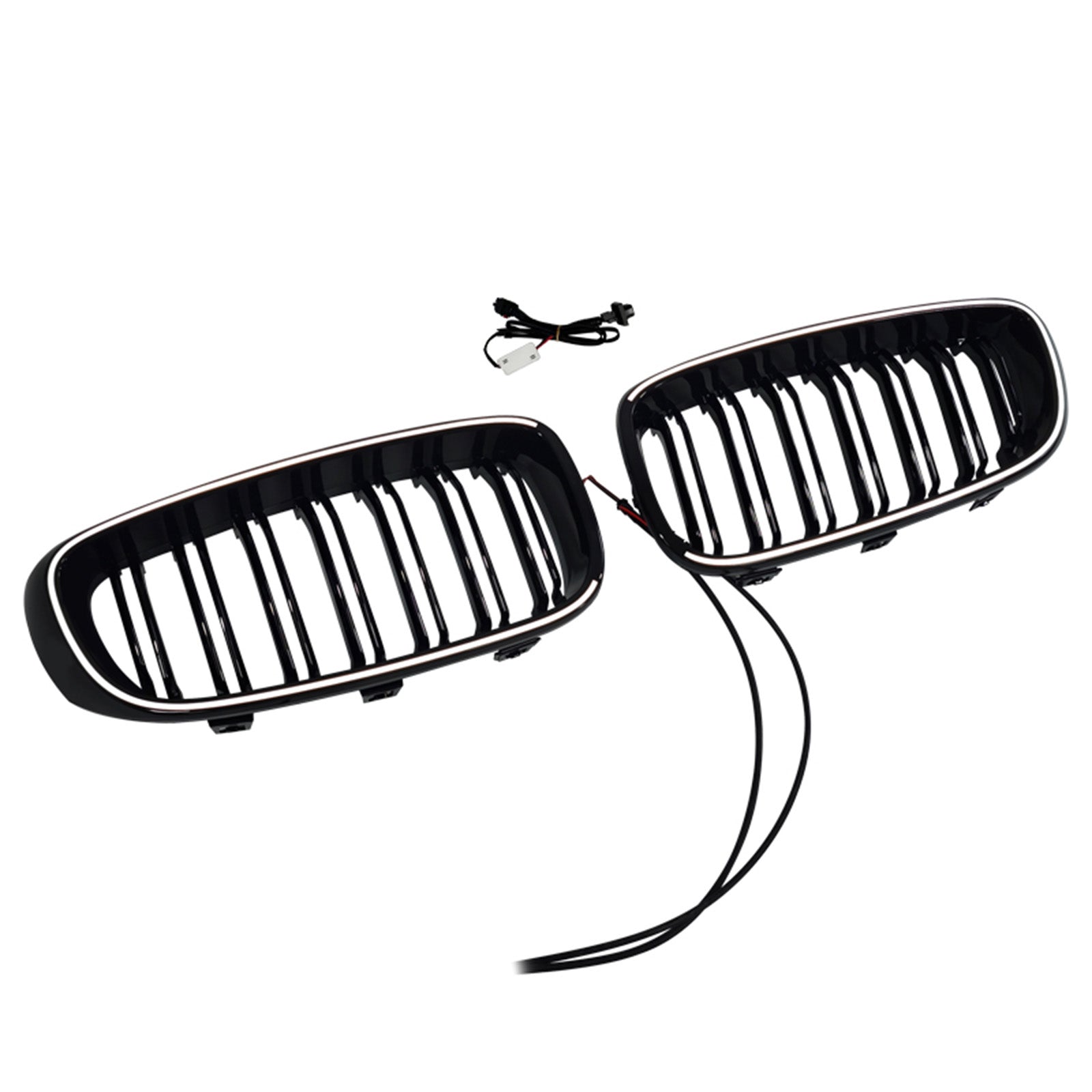 Dual Slat Front Bumper Grille Fit BMW 3 Series F34 GT 2013-2019 Gloss Black