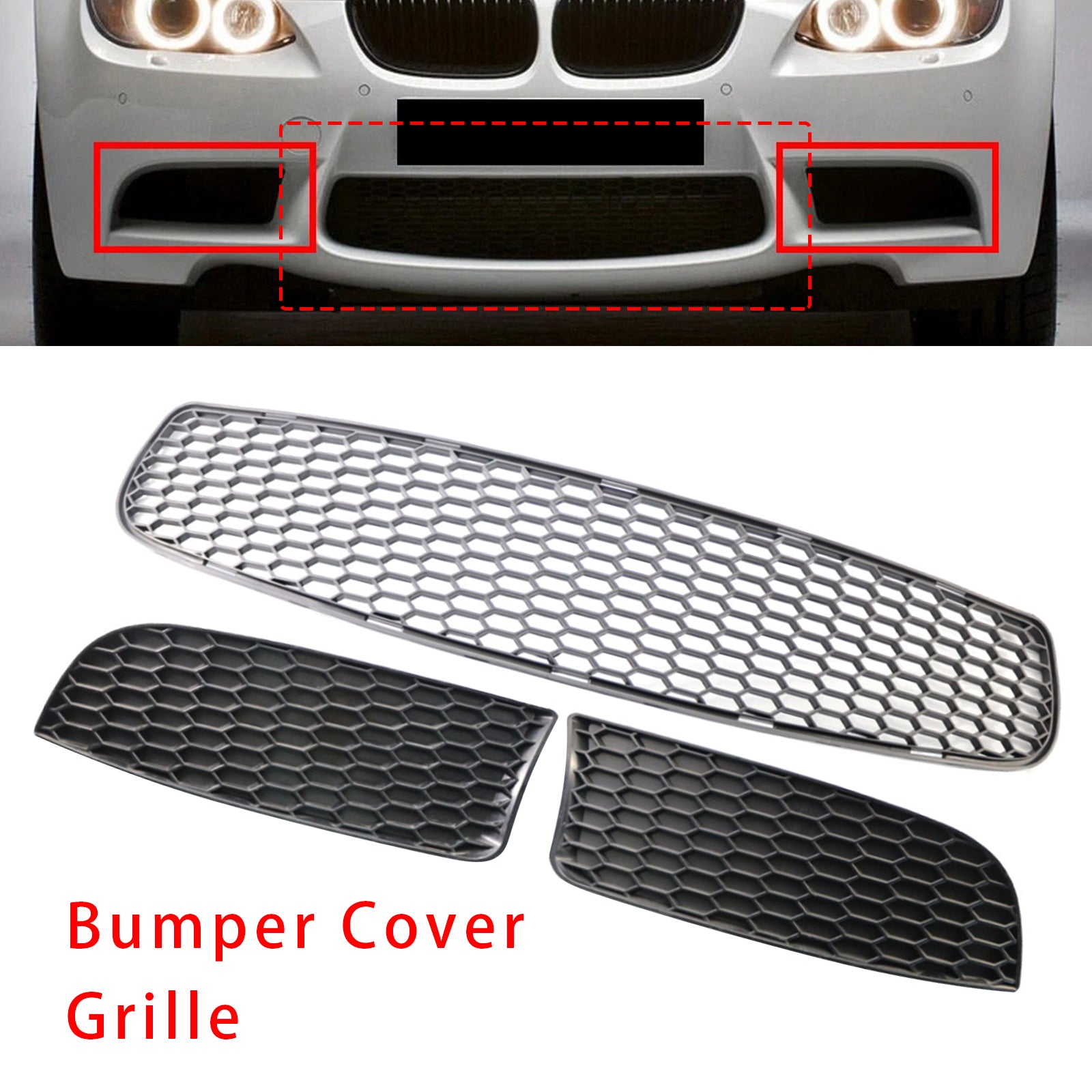 Front Bumper Lower Grille Set For BMW 3 Series E90 E92 E93 M3 Style 2009-2011