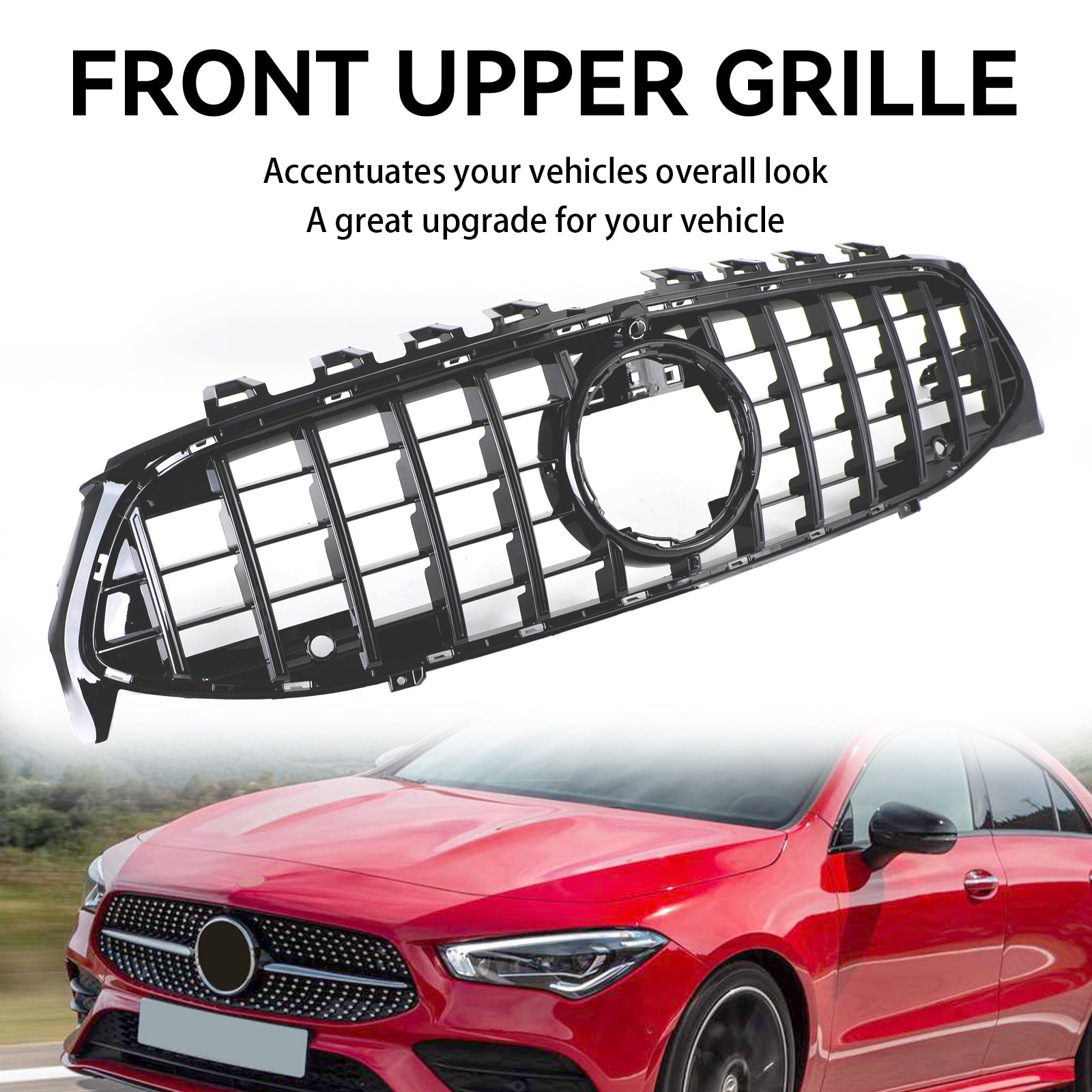 Svart frontstøtfangergitter Grill Passer til Mercedes CLA Class W118 C118 2020-2023 GTR