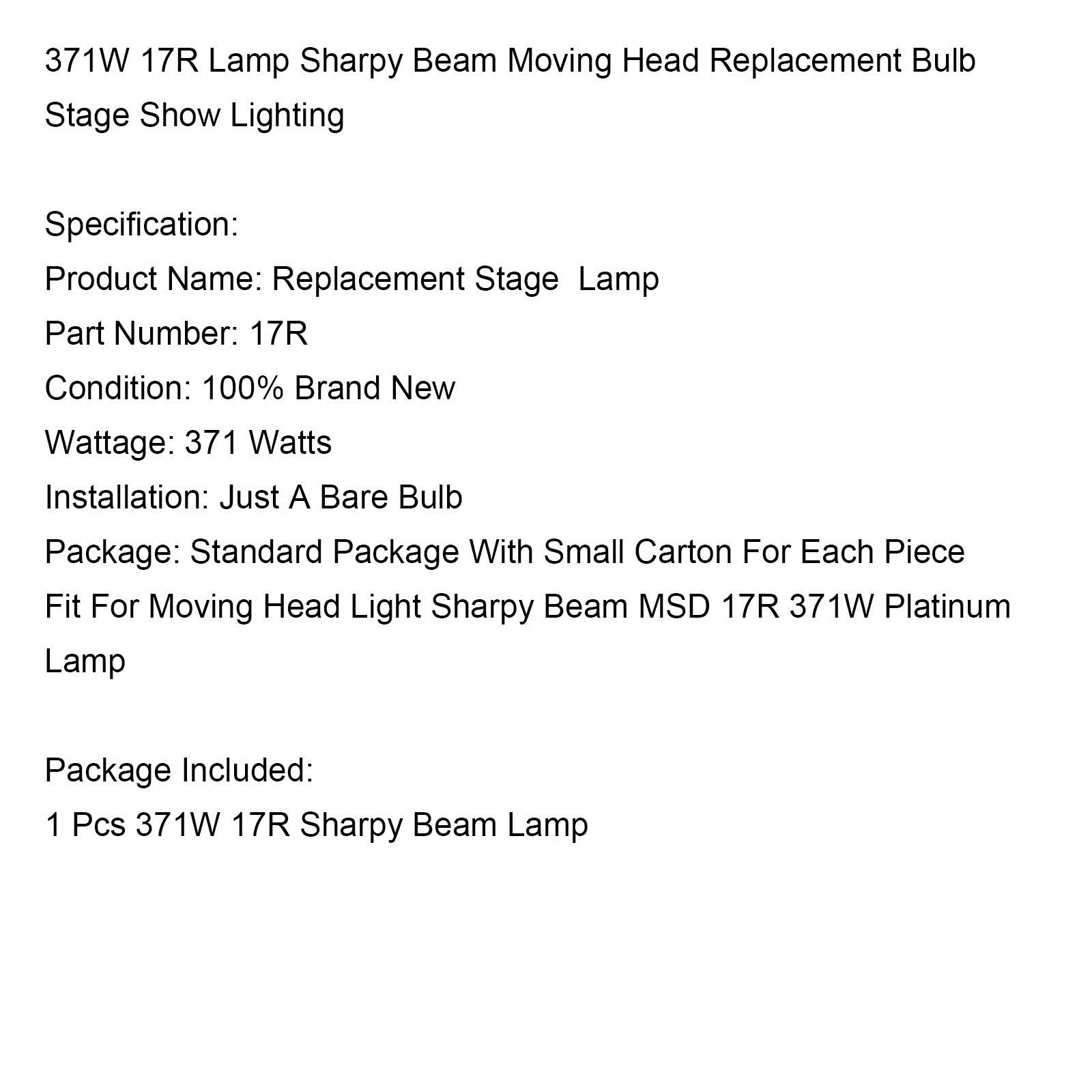 MSD 20R 440W lampe Sharpy faisceau tête mobile ampoule de remplacement éclairage de spectacle de scène