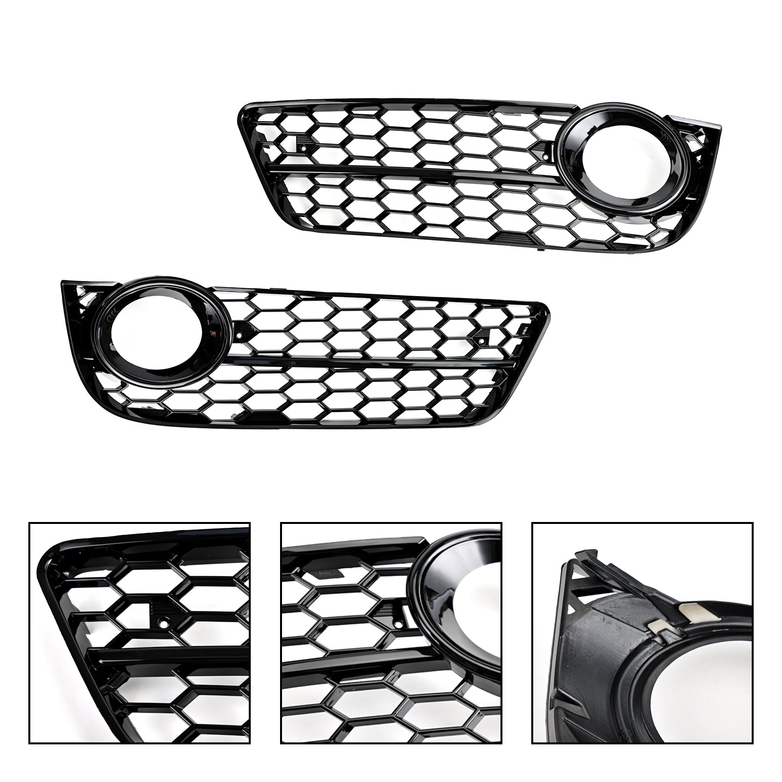 Pair Honeycomb Front Fog Lamp Cover Grille Grill Fit Audi A5 2007-2011