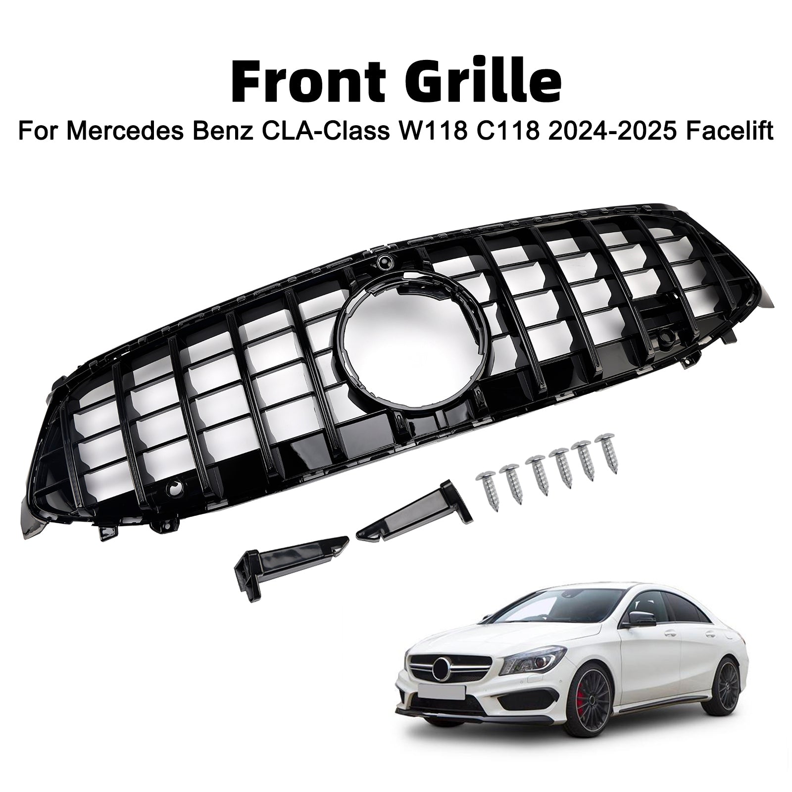 2024-2025 Mercedes CLA-Class W118 C118 Black Front Bumper Grille Grill