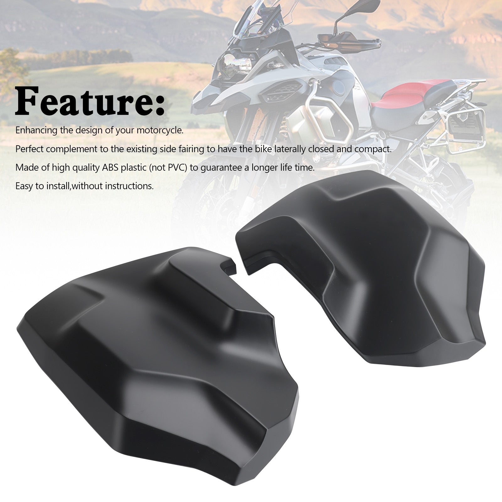 2018-2023 BMW R1250GS ADV Side Frame Fairing Cowl Guards Radiator Cover Black