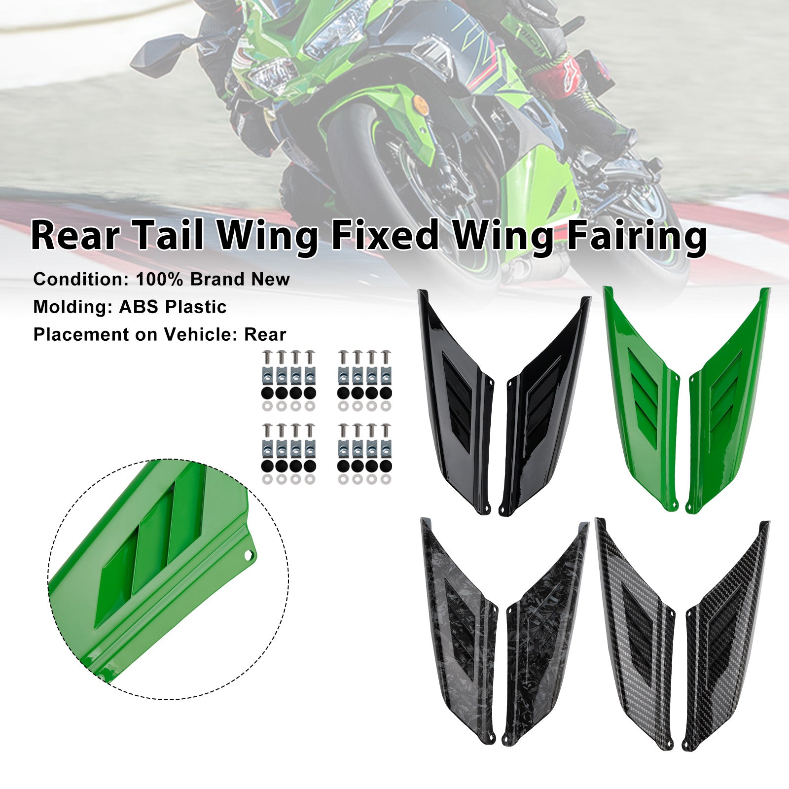 2023-2025 Kawasaki NINJA ZX-4R ZX-4RR Carénage d'aile arrière à aile fixe