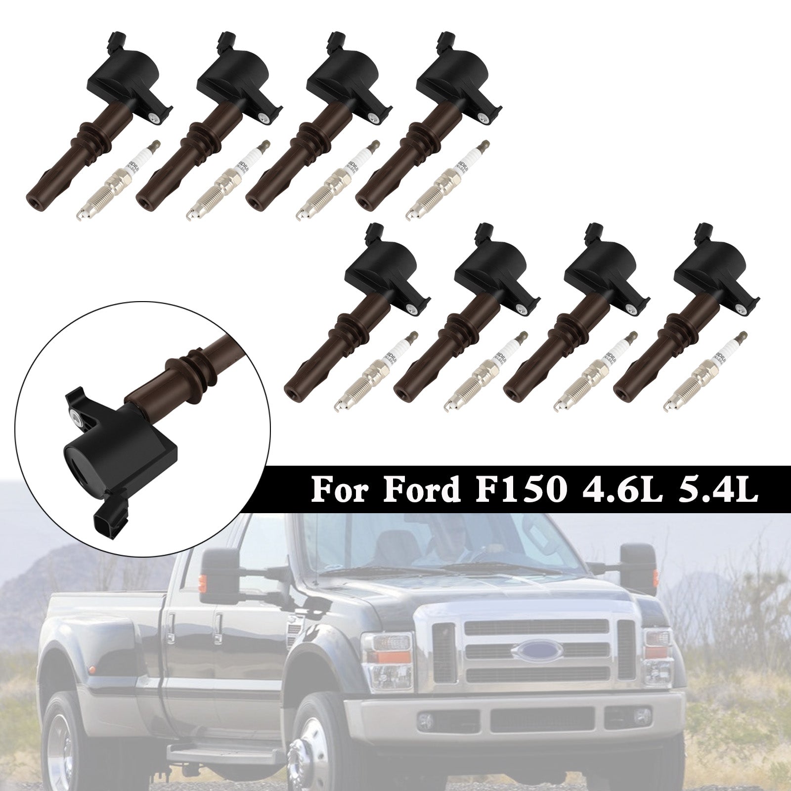 8pcs Ignition Coils +Spark Plugs DG521 SP509 For Ford F150 4.6L 5.4L