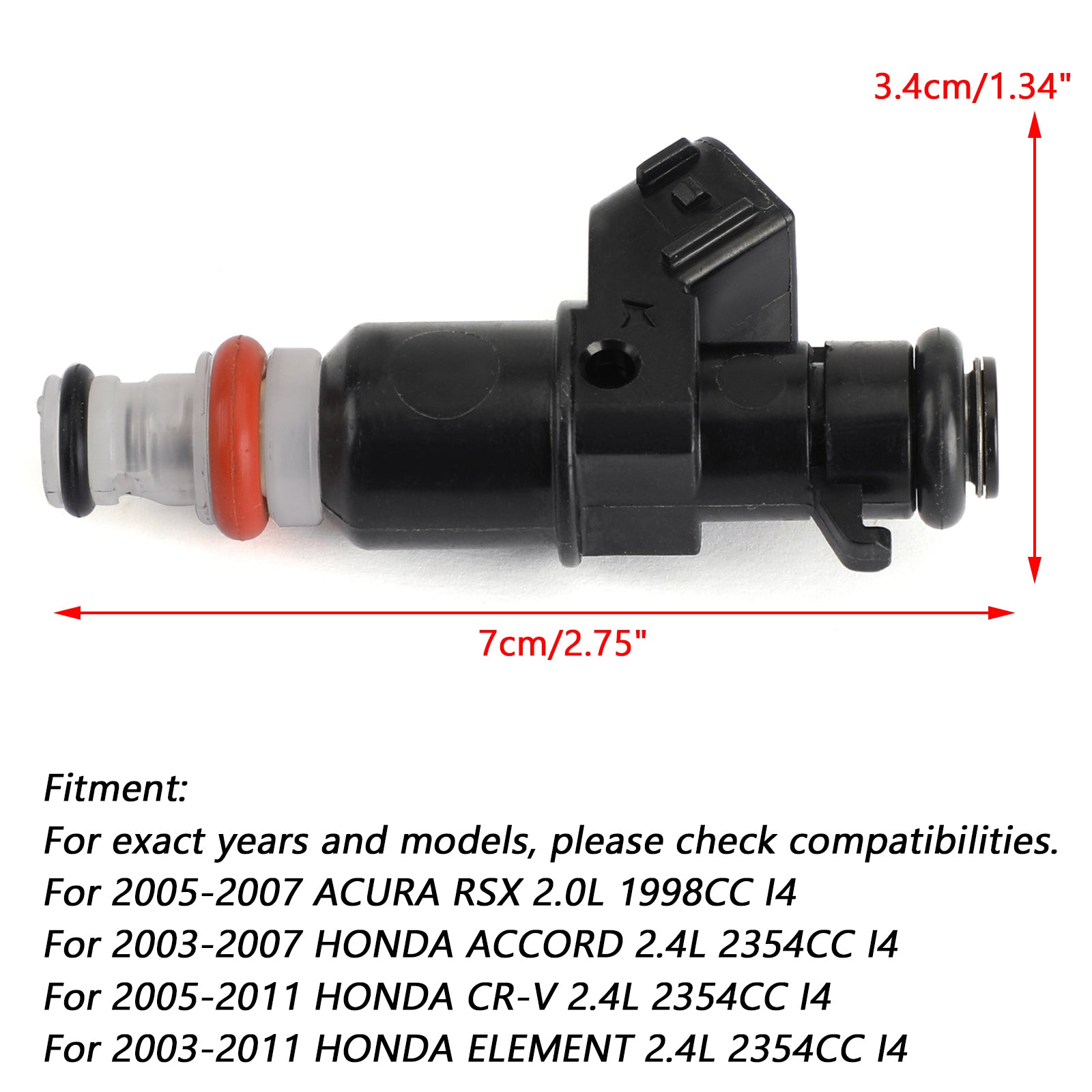 2005-2007 ACURA RSX 2.0L 1998CC I4 4PCS Fuel Injectors 16450RAAA01 16450-RAA-A01