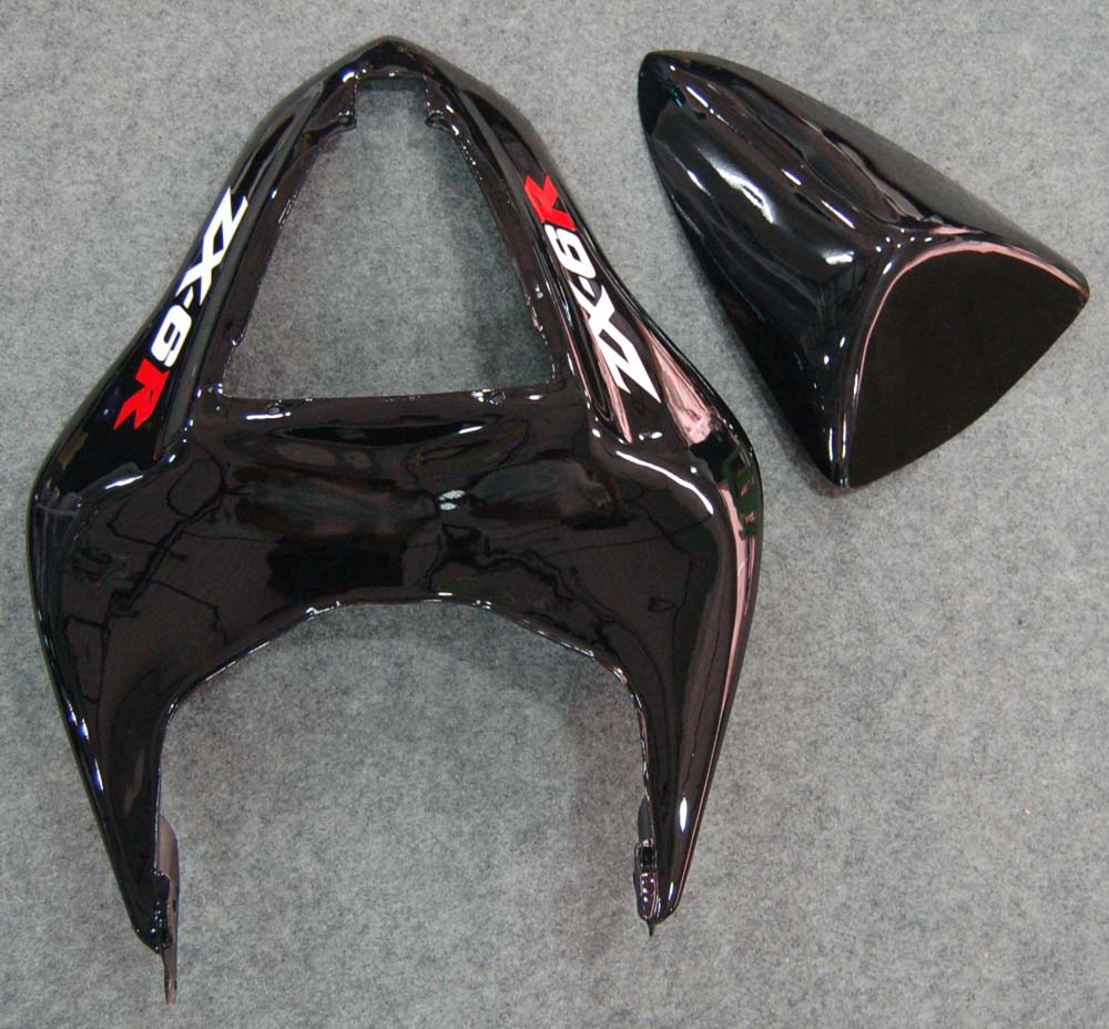 2007-2008 Kawasaki ZX6R ZX636 Fairings Black & Red Flame Ninja Racing Generic