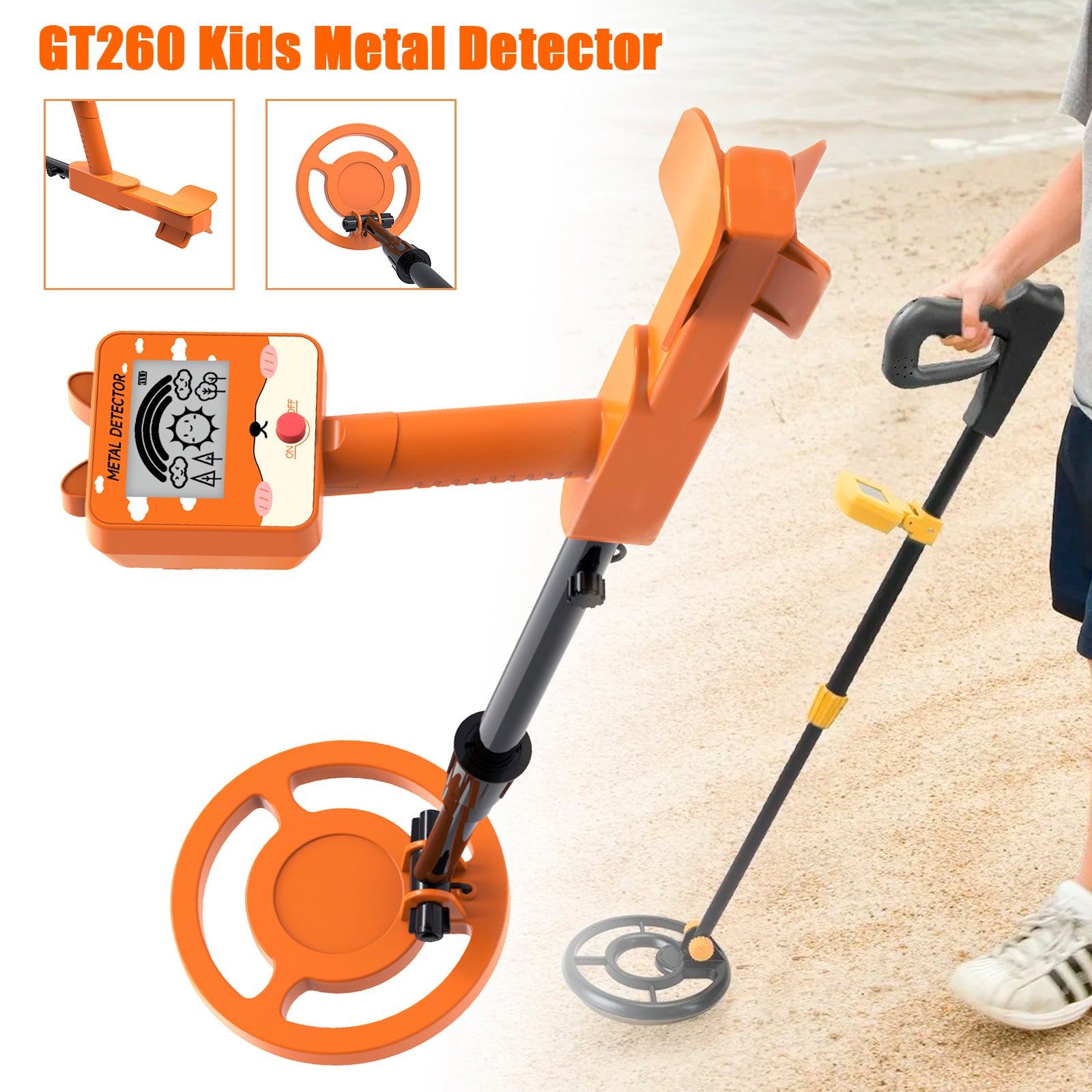 GT260 Kids Treasure Seeker Metaaldetector Waterdicht 6.3" Zoekspoel ORG