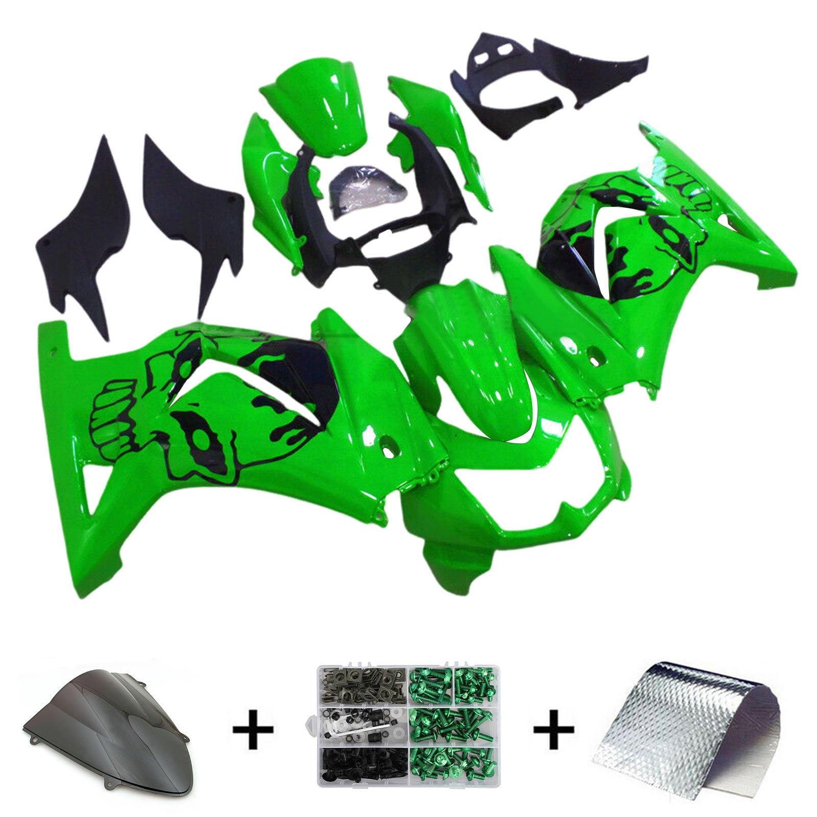 Kit de carénage d'injection Kawasaki EX250 Ninja250R 2008-2012, carrosserie en plastique ABS