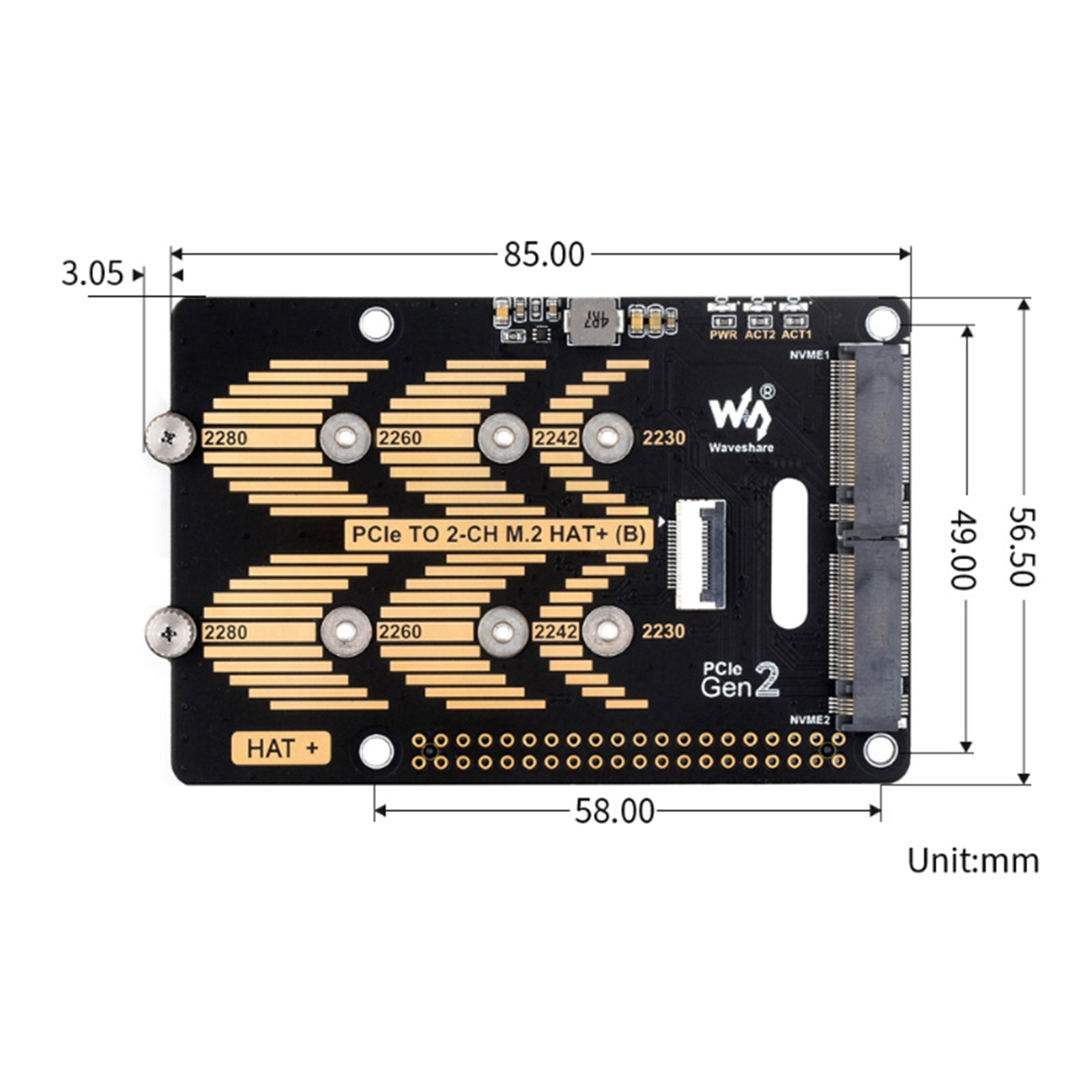 Raspberry Pi 5 PCIe carte rotative double canal protocole Nvme double disque dur M.2