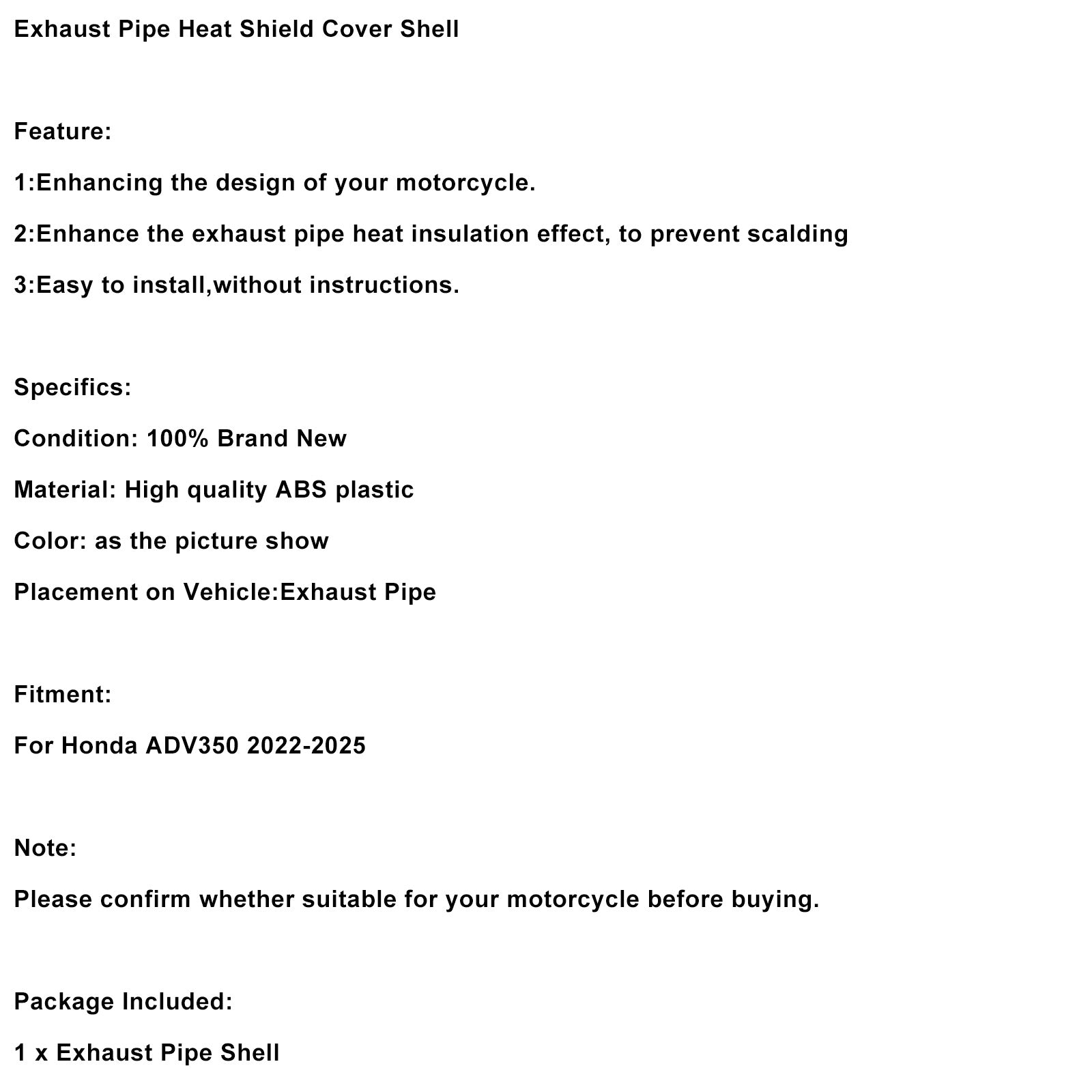 2022-2025Honda ADV 350 Exhaust Pipe Heat Shield Cover Shell