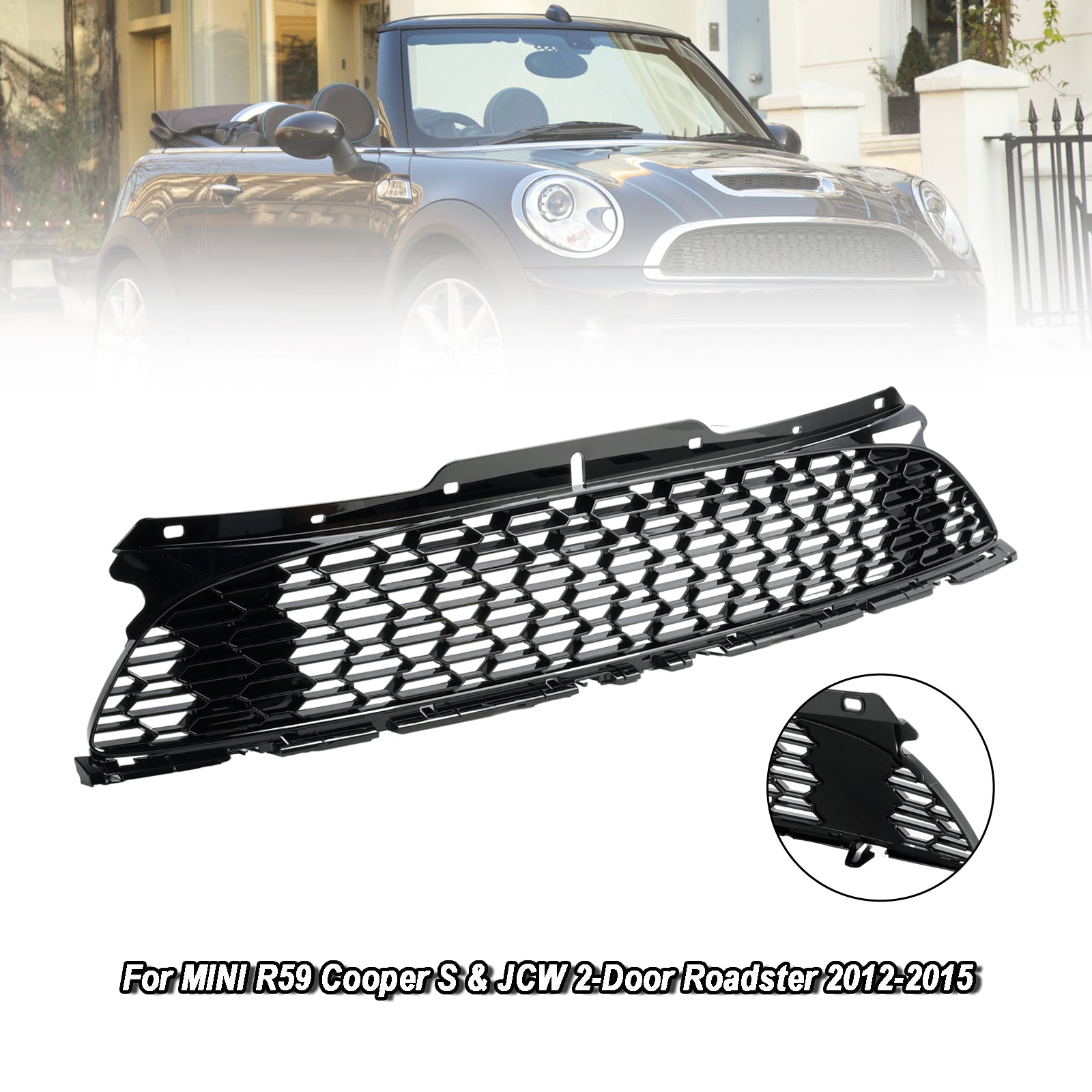 2007-2015 Mini Cooper S R55 R56 R57 R58 R59 JCW Style Grille de pare-chocs avant noir brillant