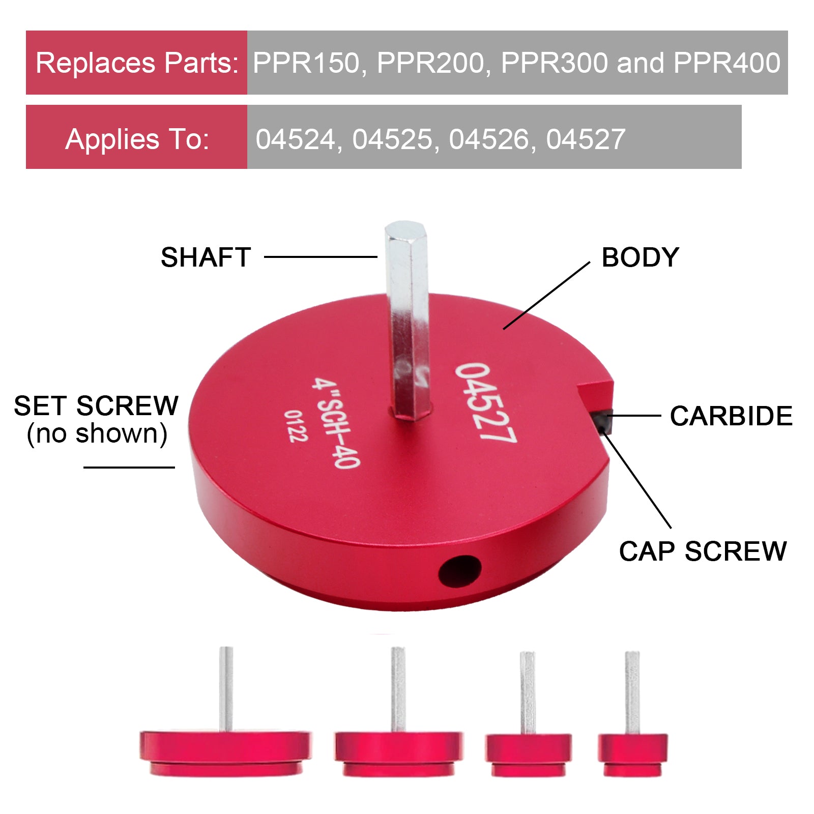 Alésoir de tuyau en PVC, alésoir de raccord de tuyau en plastique PVC, Kit d'outils de plomberie adapté 4 pièces