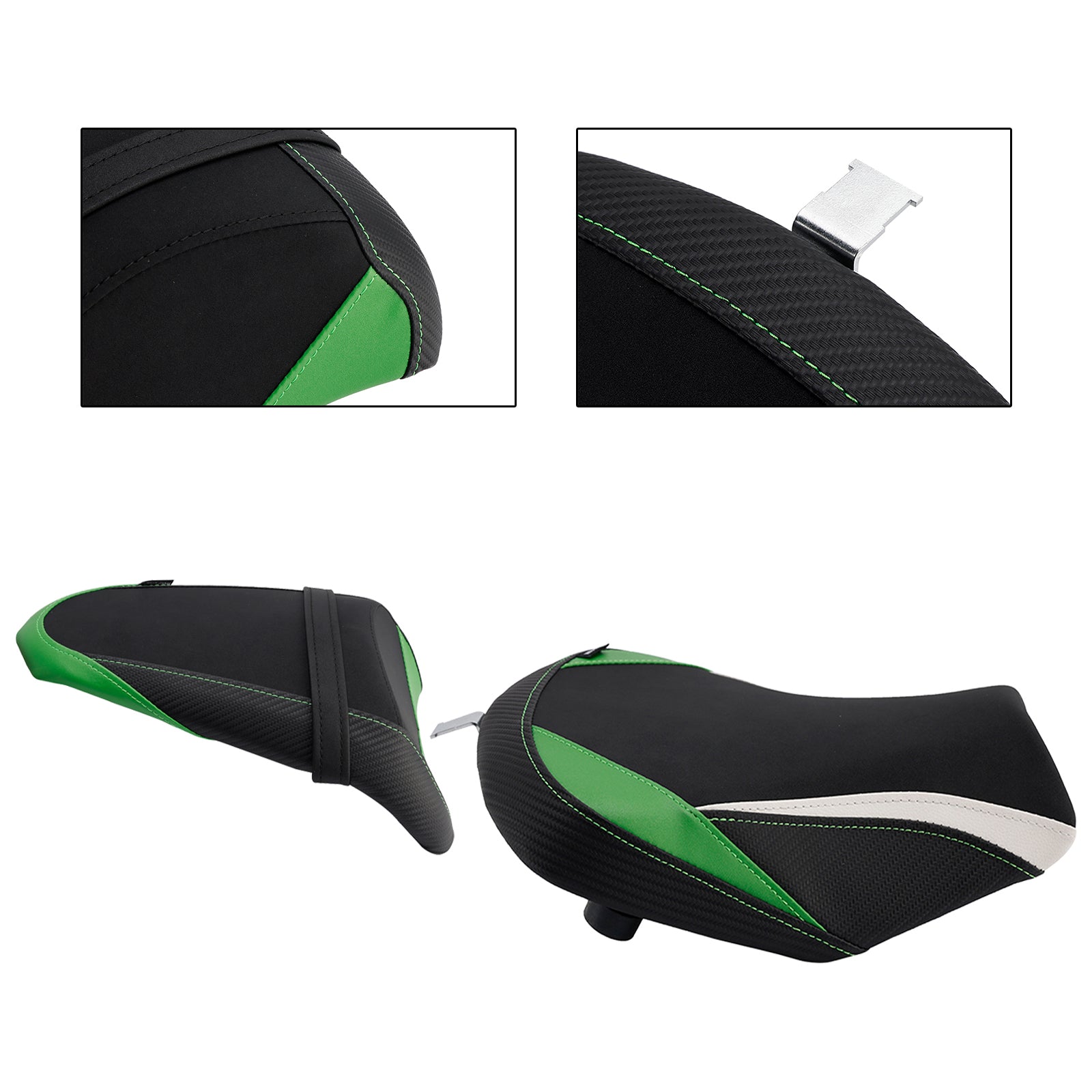 Driver&Passenger Seat Rear Cushion White For Kawasaki Ninja 650 Z650 2017-2025