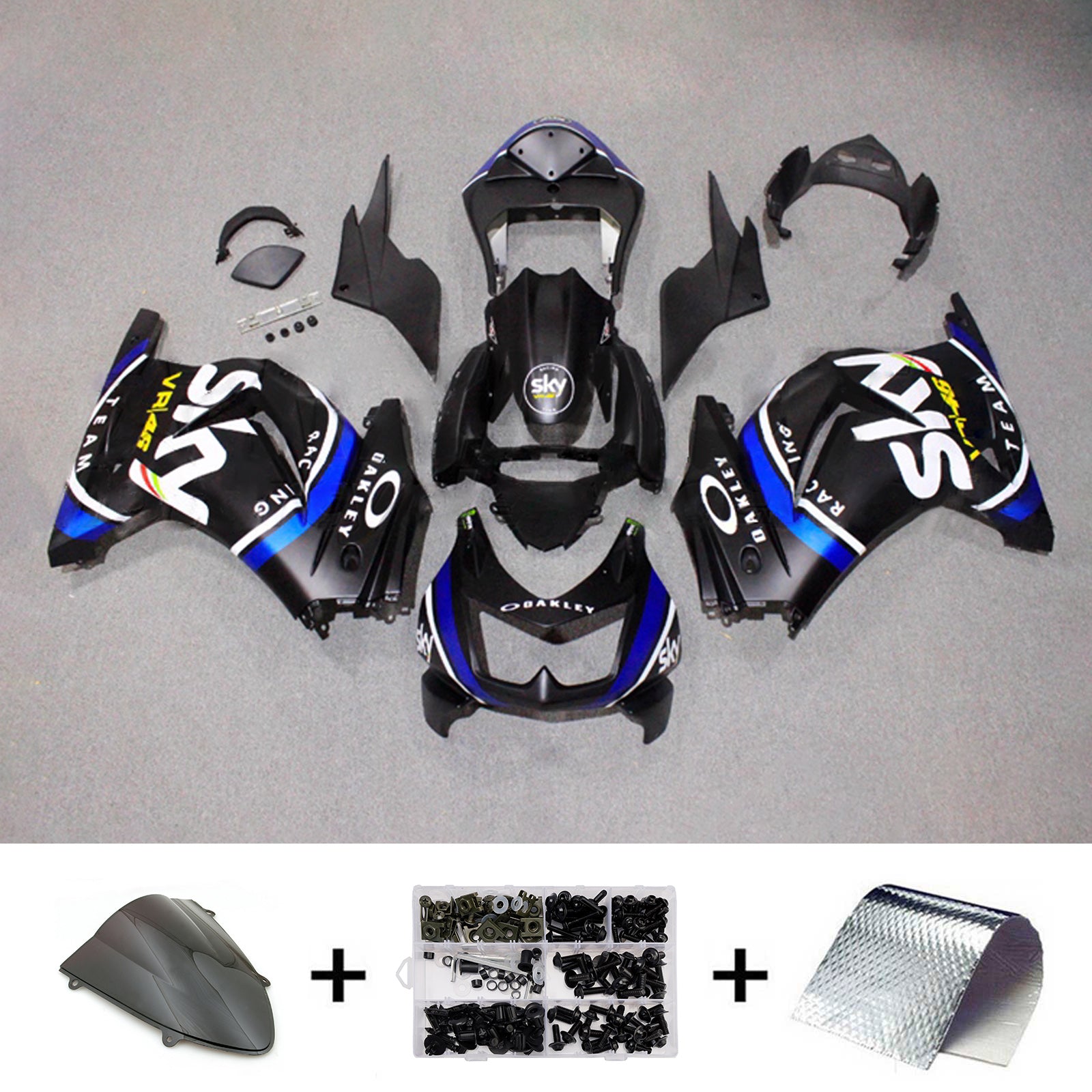 Kit de carénage d'injection carrosserie en plastique ABS adapté pour Kawasaki EX250 Ninja250R 2008-2012