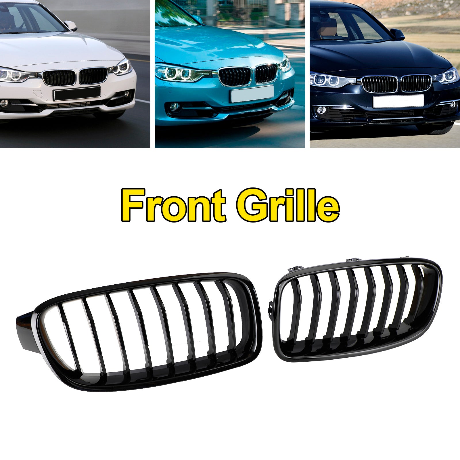 2012-2019 BMW 3 Series F30 F31 F35 Gloss Black Front Kidney Grill Grille