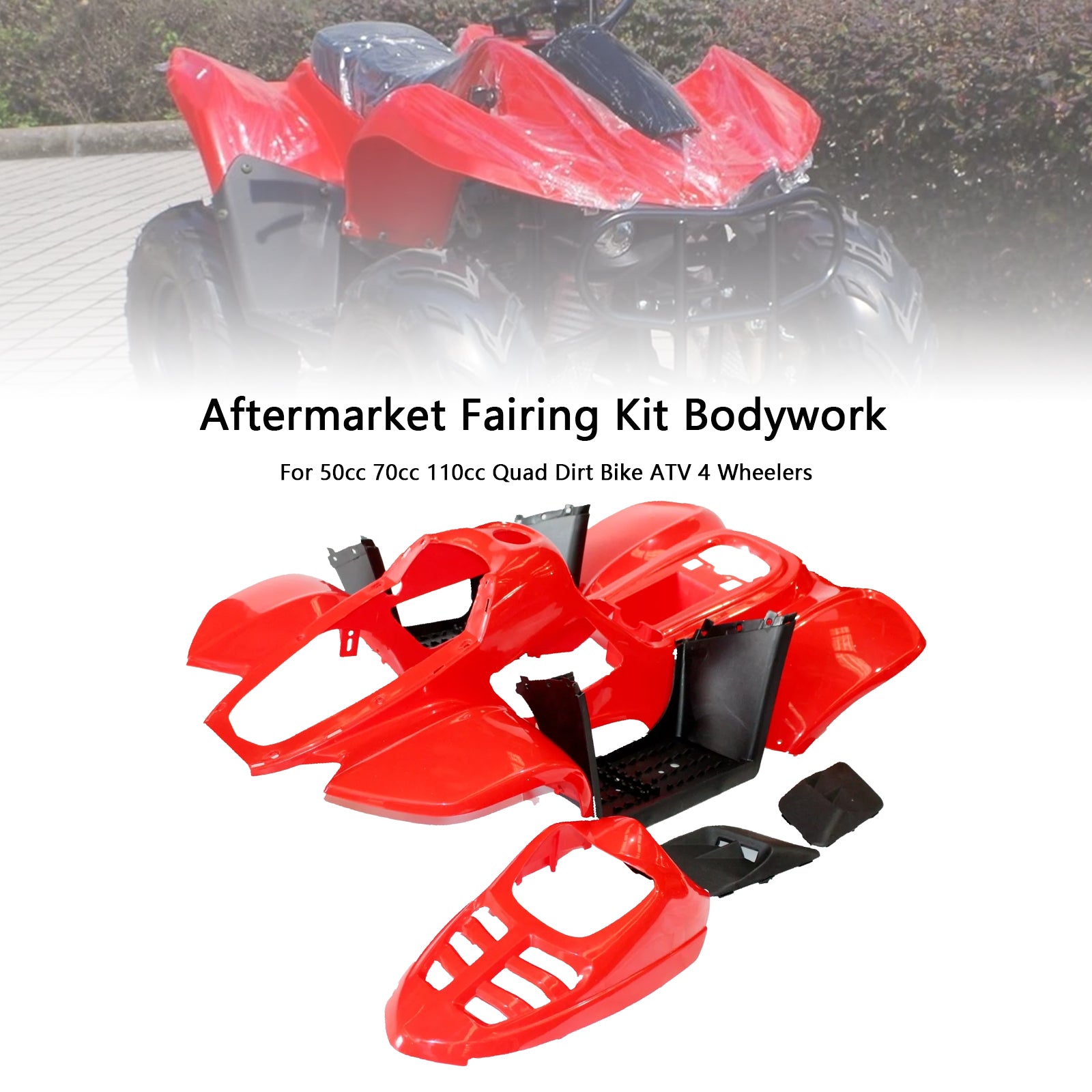 Plastics Fairing Fenders Kit For 50cc 70cc 110cc Dinosaur Quad Dirt Bike ATV Red