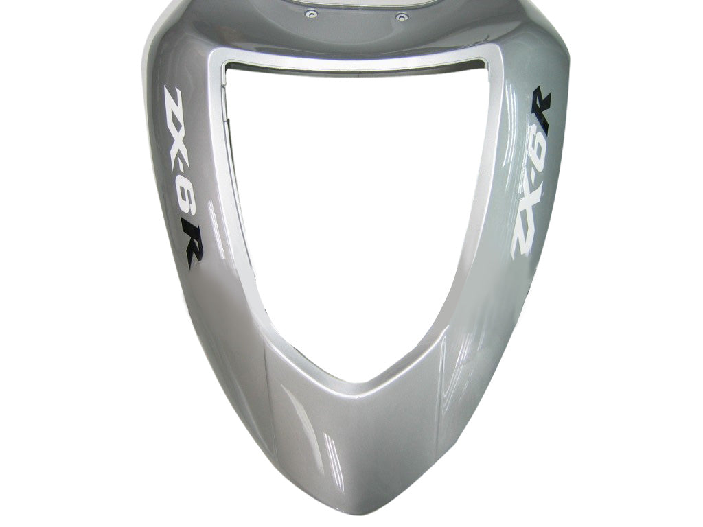 2005-2006 Kawasaki ZX6R 636 stroomlijnkappen zilver zwart Ninja Racing generiek