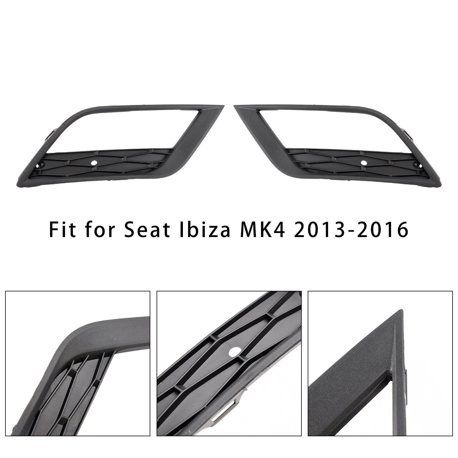 2013-2016 Seat Ibiza MK4 2X Car Front Bumper Fog Light Grilles 6J0853665F 6J0853666F