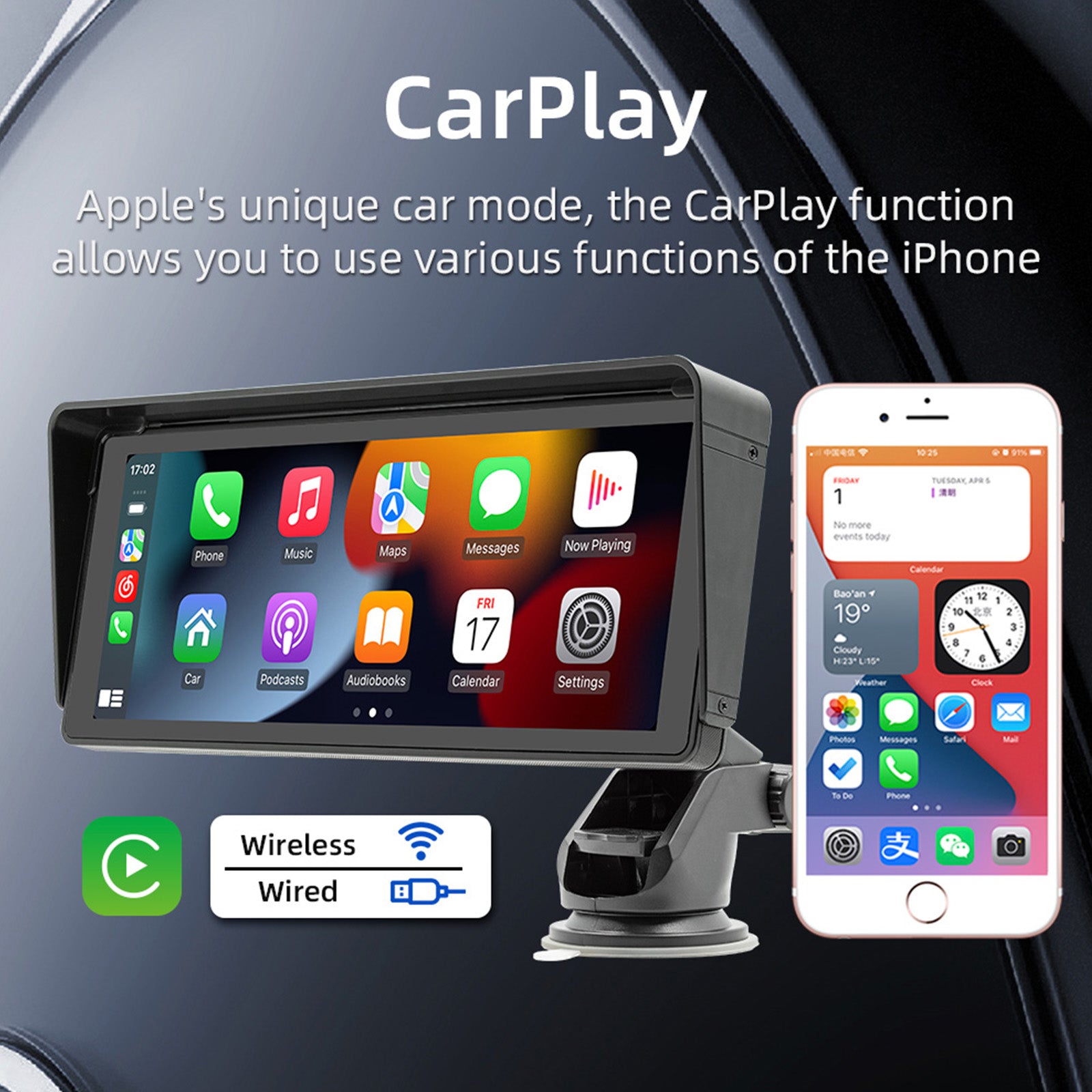 10,26" Auto MP5-speler Bluetooth Auto FM-zender Draadloze Carplay 4 LED-camera