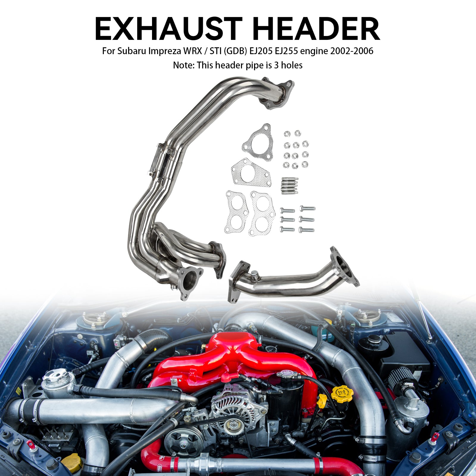 Exhaust Header Fit Impreza WRX/STI GDB GG EJ20/EJ25 02-06 Stainless Steel