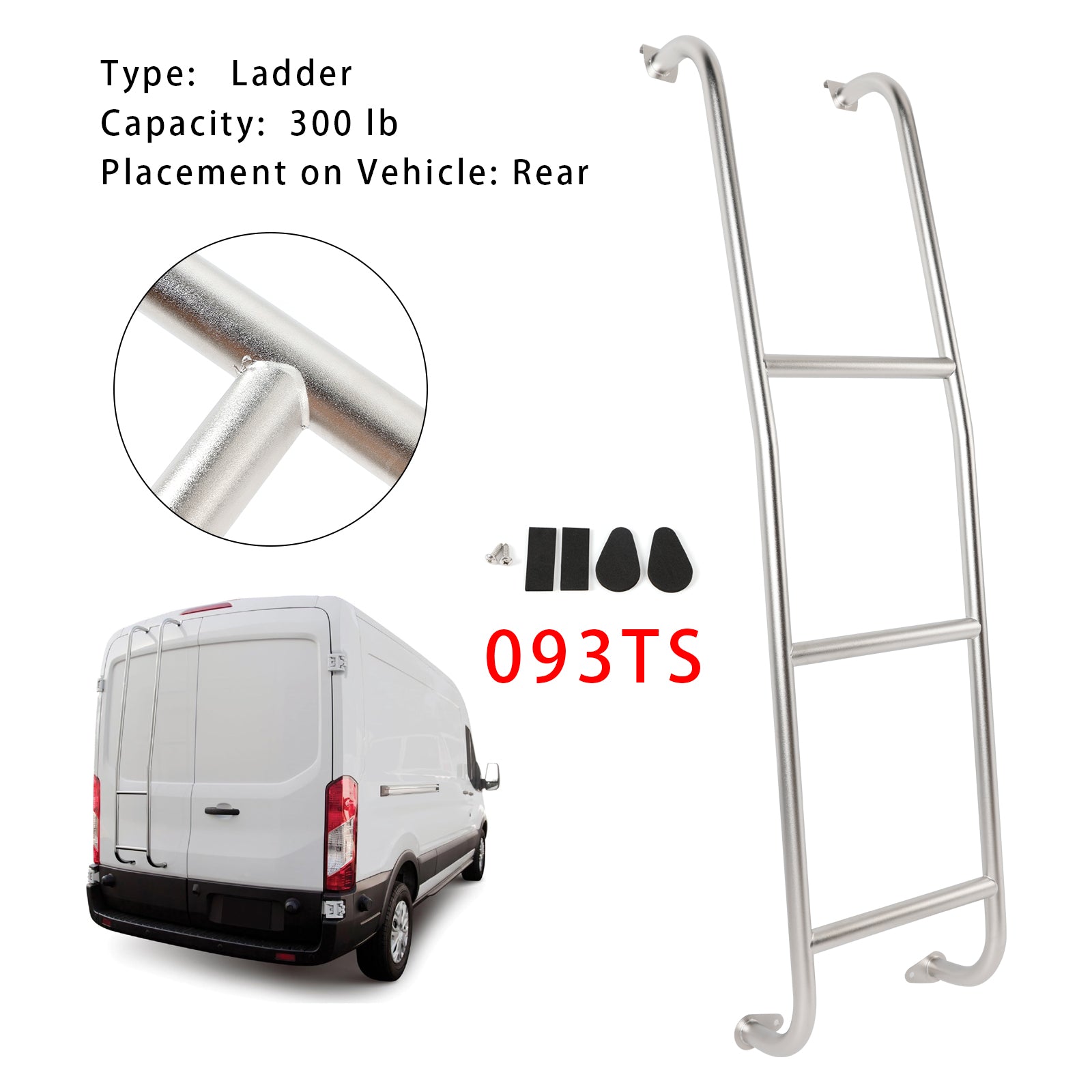 2014-2025 Ford Transit Low Roof Vans Stainless Steel 3-Step Van Ladder 093TS