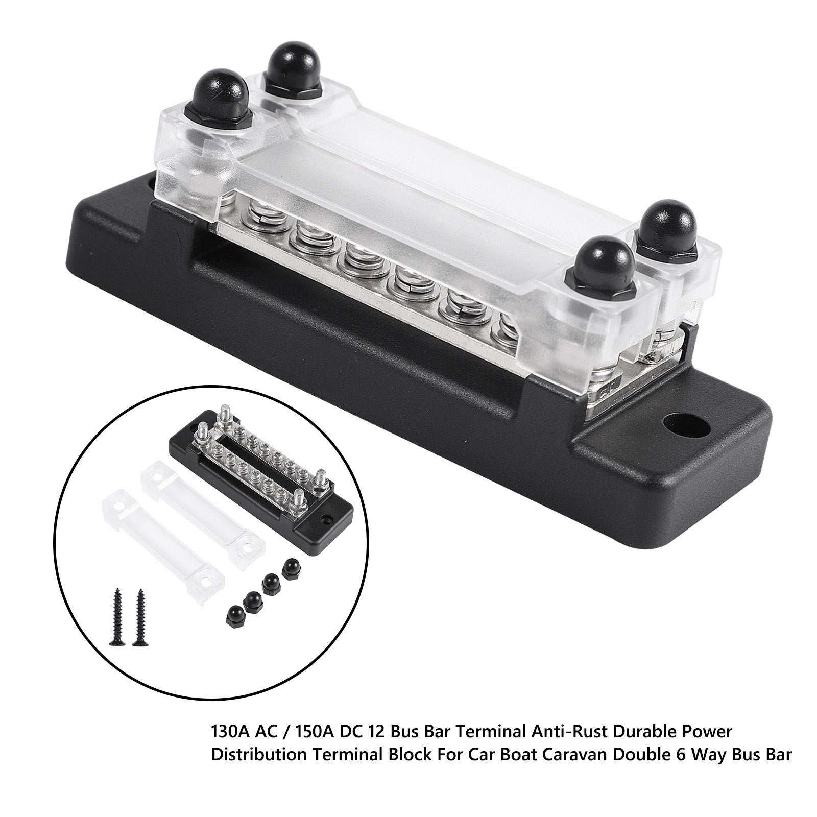 Double 6 Way 12 Bus Bar Terminal Power Distribution Terminal Block For Car Boat